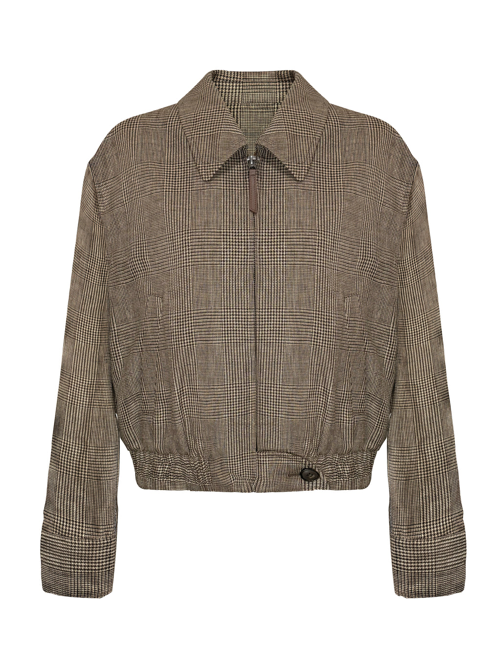 Plaid Linen Bomber Jacket