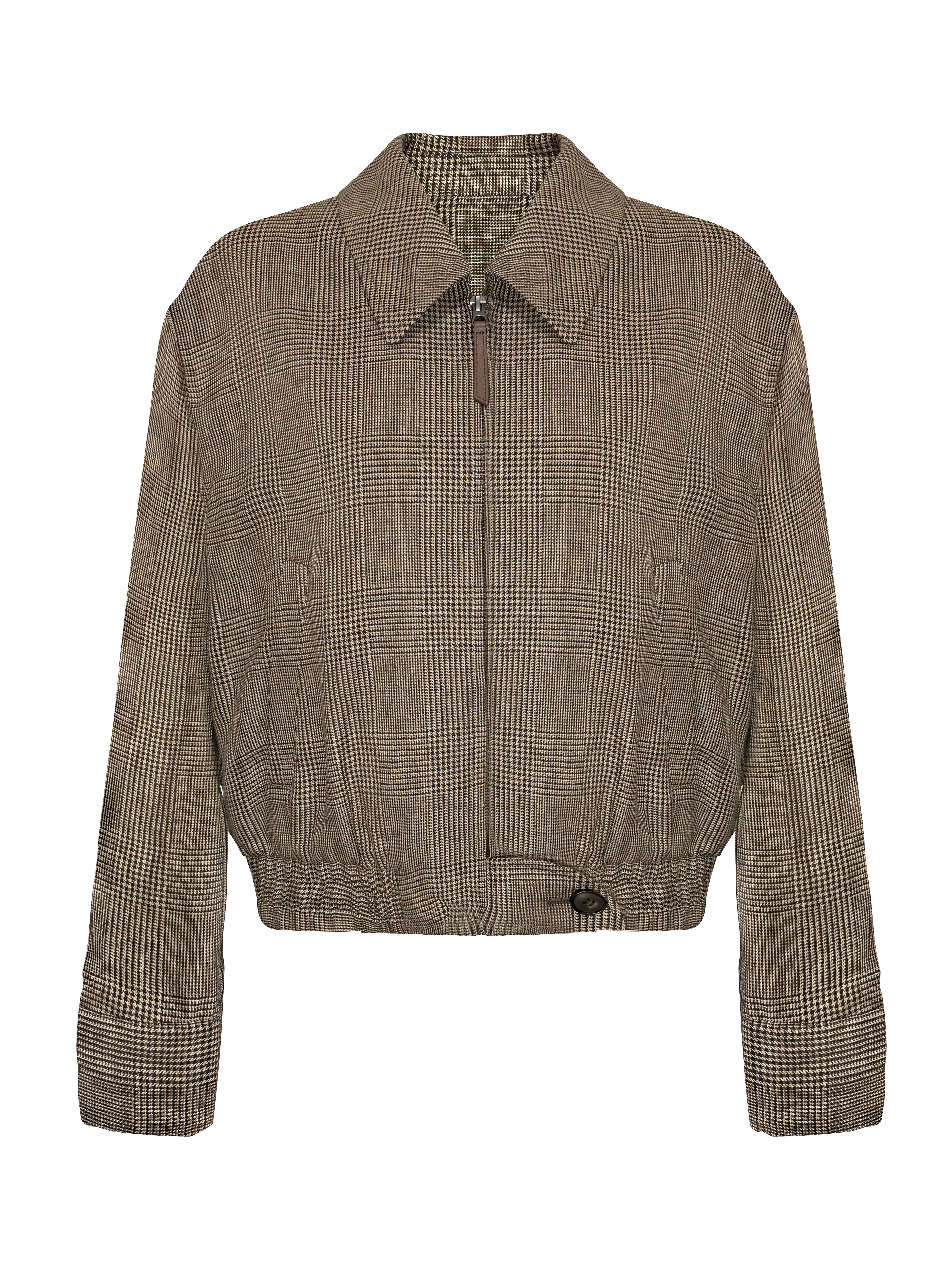 Plaid Linen Bomber Jacket