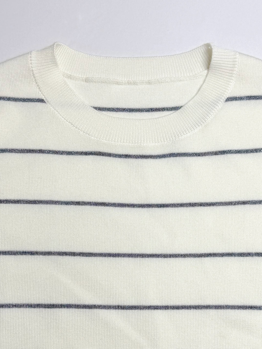 Tencel-Wool Striped Knit Top
