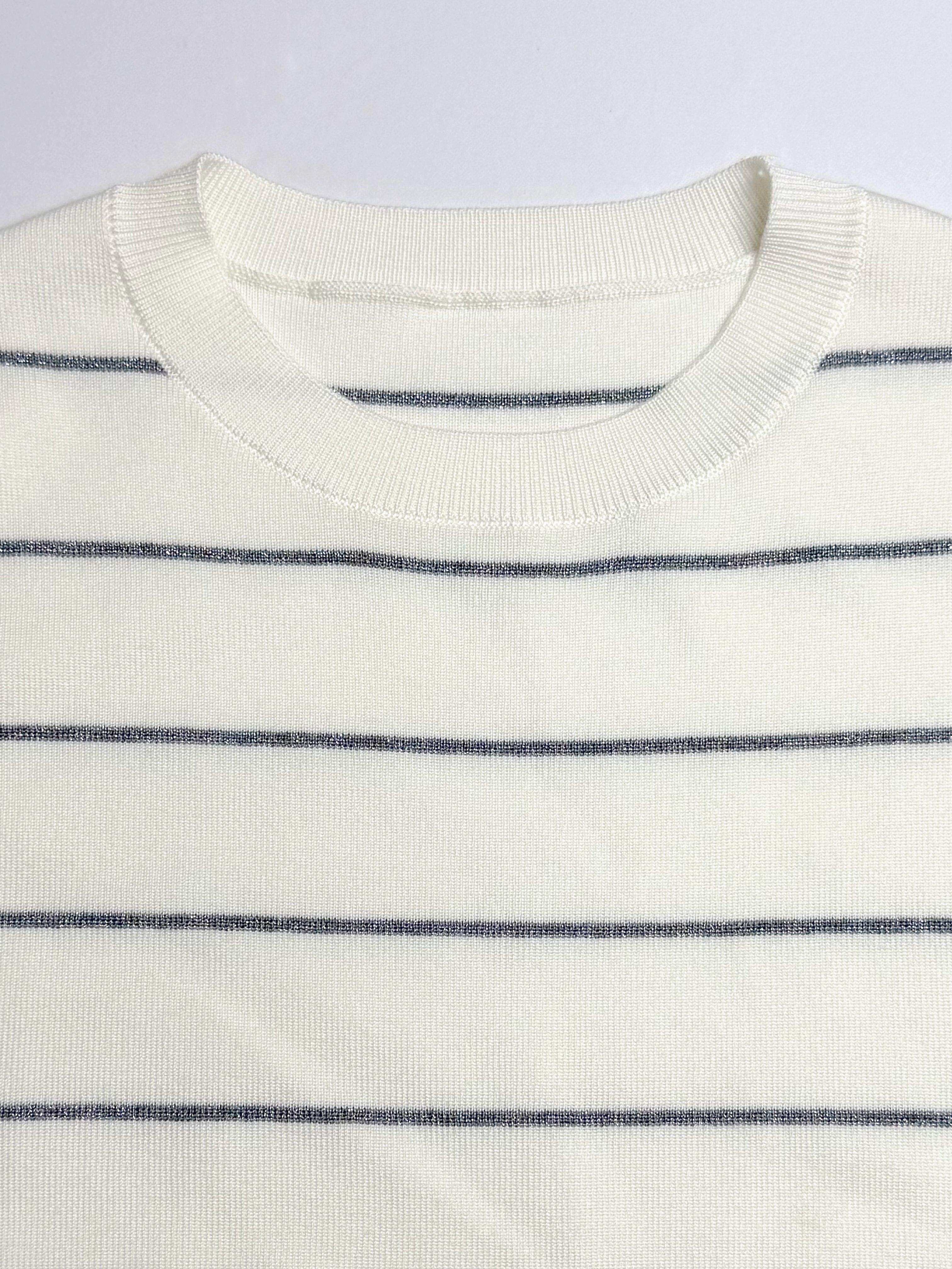 Tencel-Wool Striped Knit Top