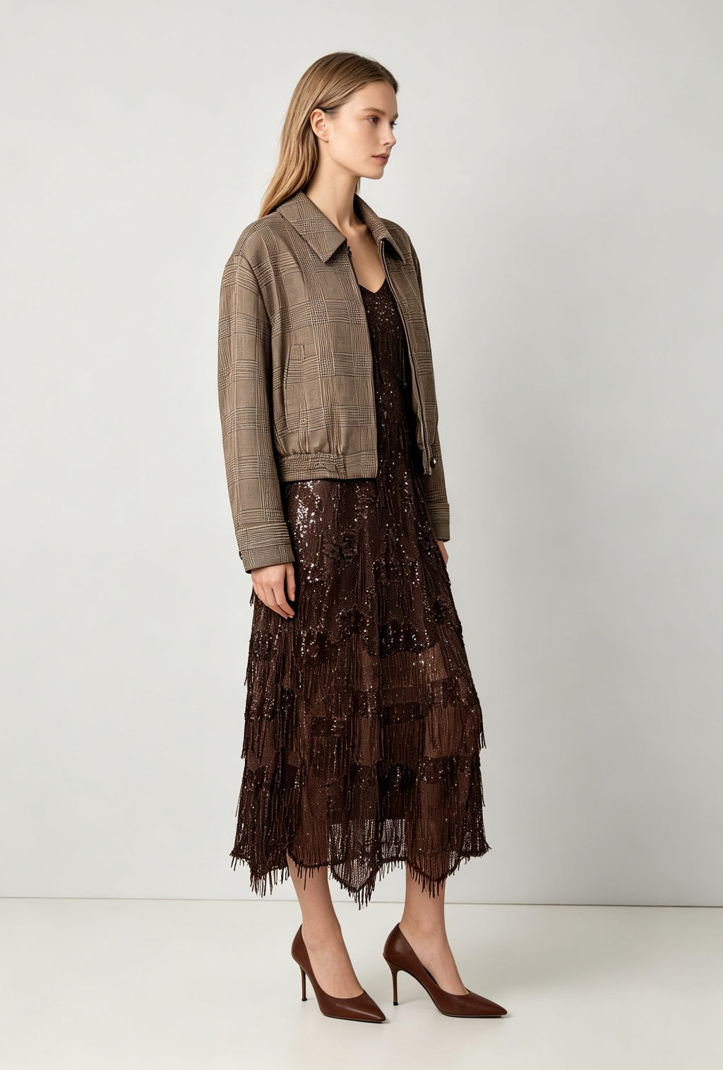 Plaid Linen Bomber Jacket