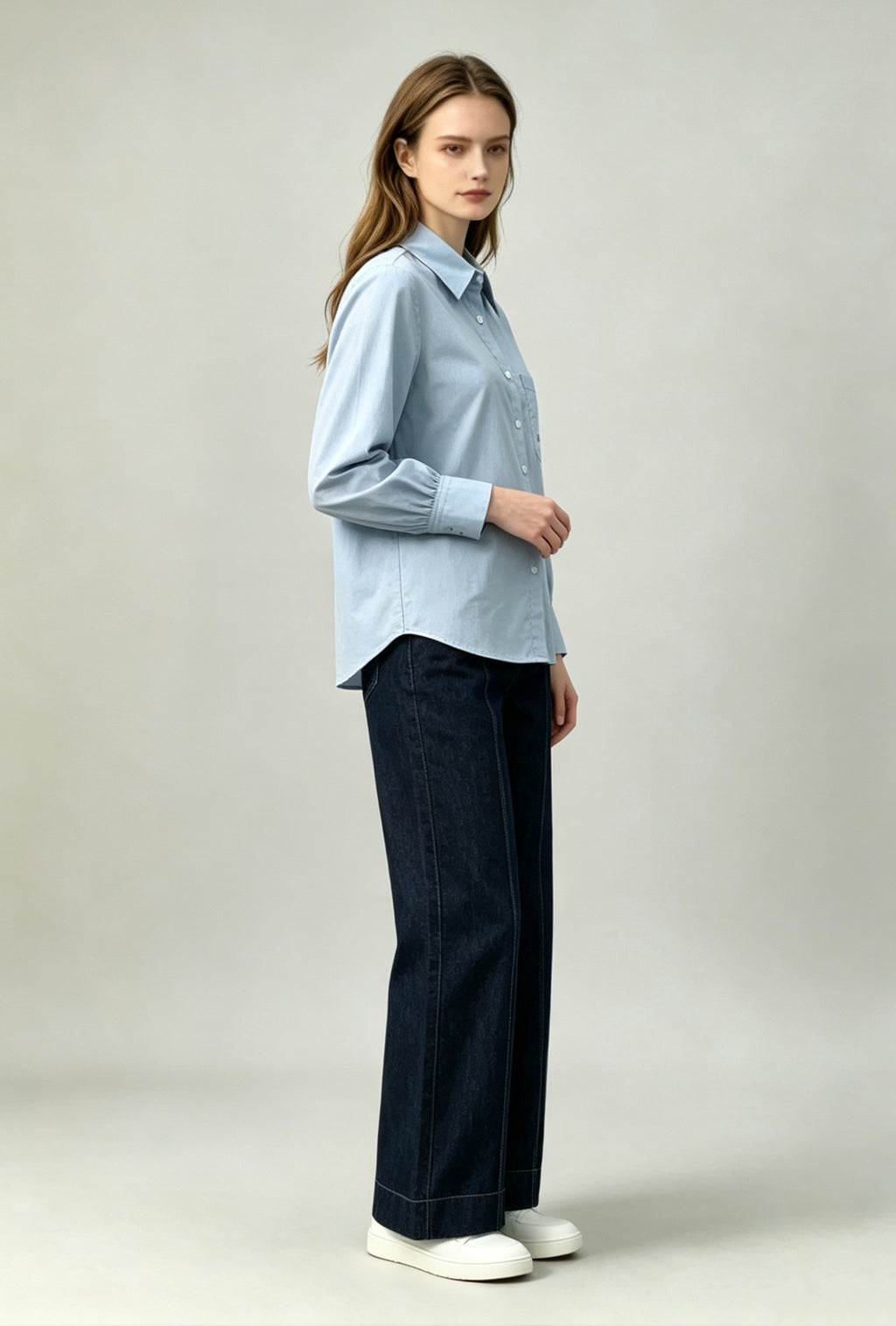Wide-Leg Lyocell Blend Denim Jeans