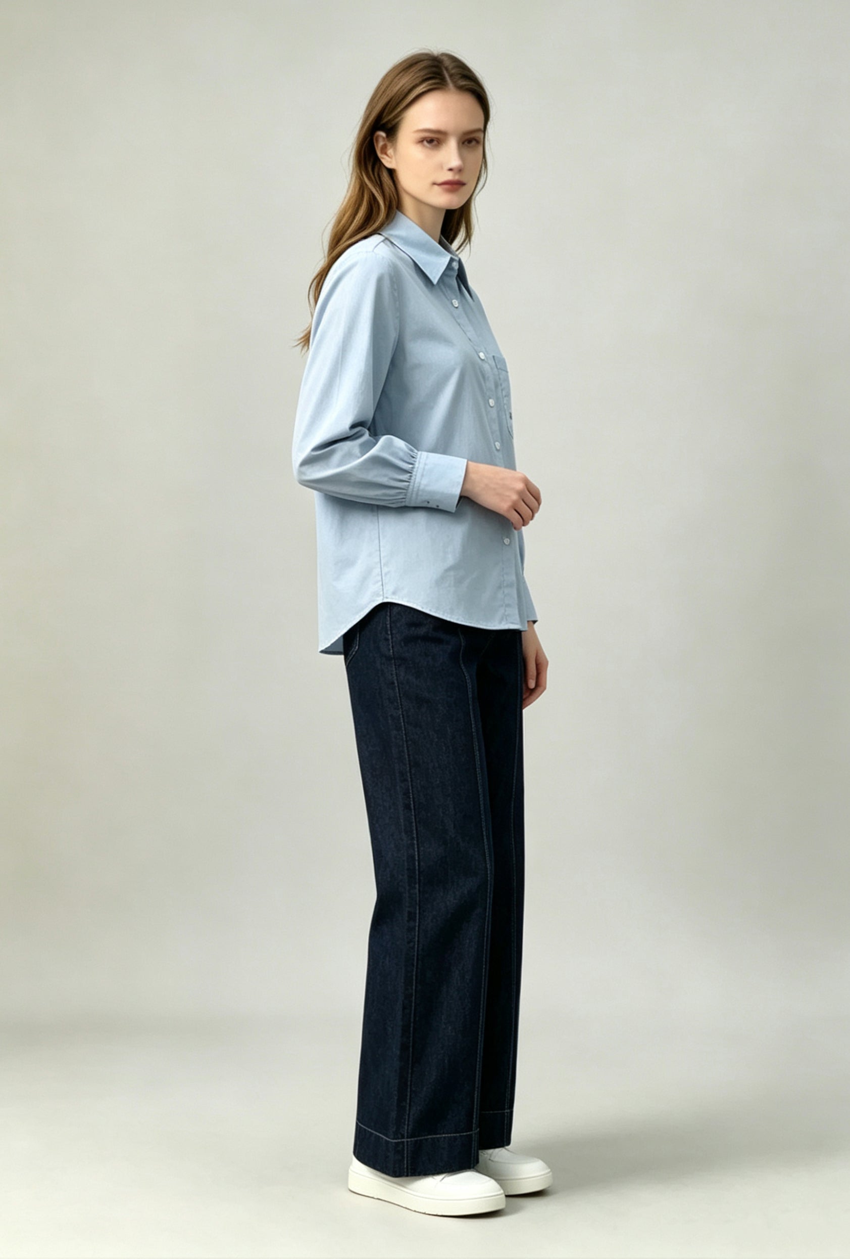 Wide-Leg Lyocell Blend Denim Jeans