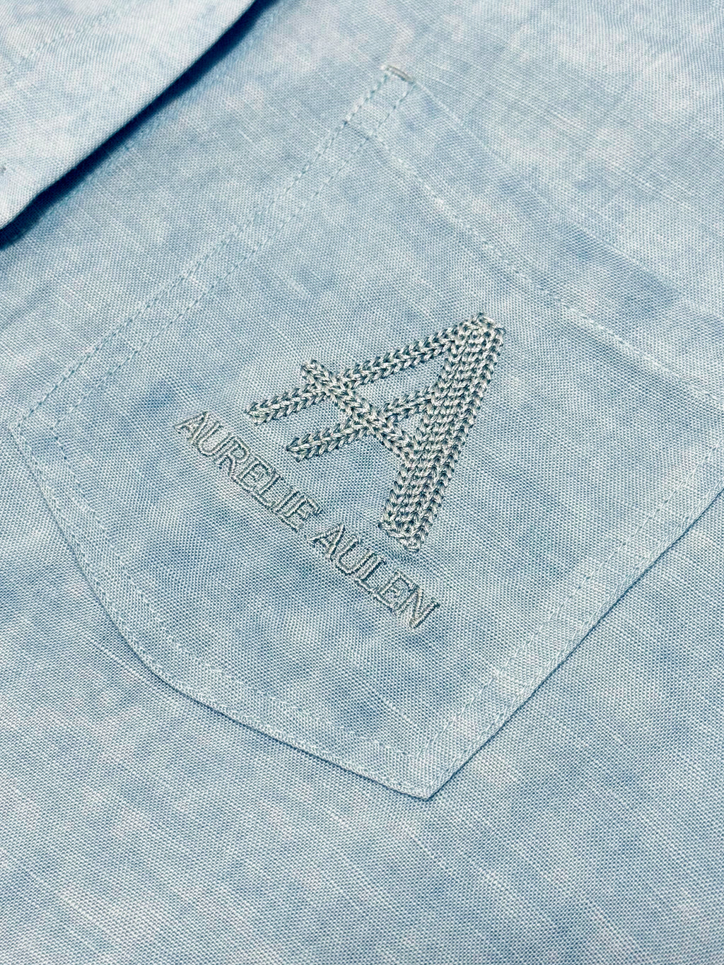 Aurelie Aulen Signature Linen Blend Shirt – Sky Blue