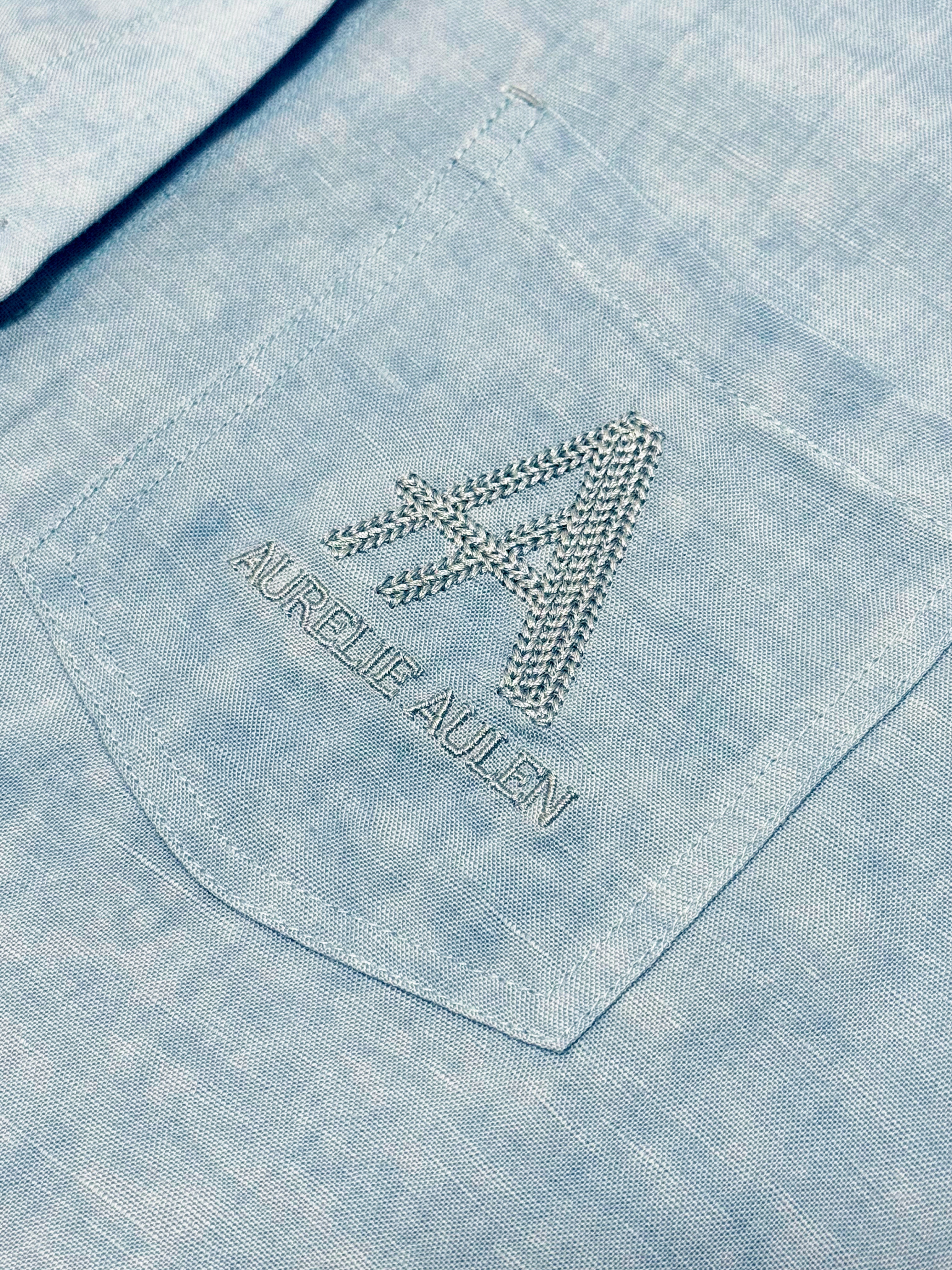Aurelie Aulen Signature Linen Blend Shirt – Sky Blue
