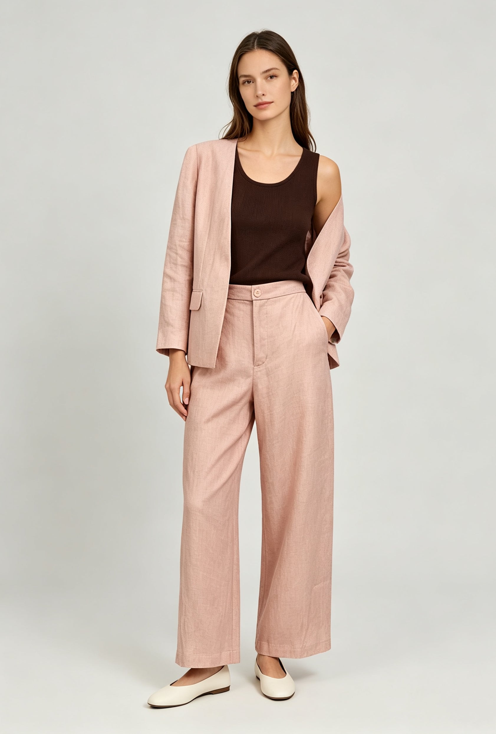 Tailored Wide-Leg Linen Trousers - Coming Soon