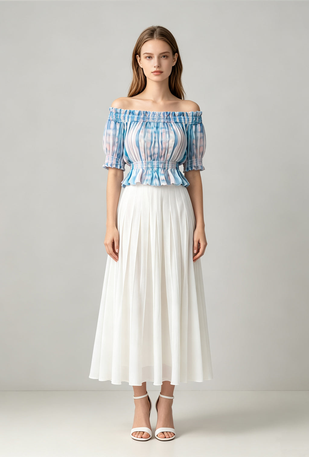 Printed Off-The-Shoulder Smocked Top - Coming Soon