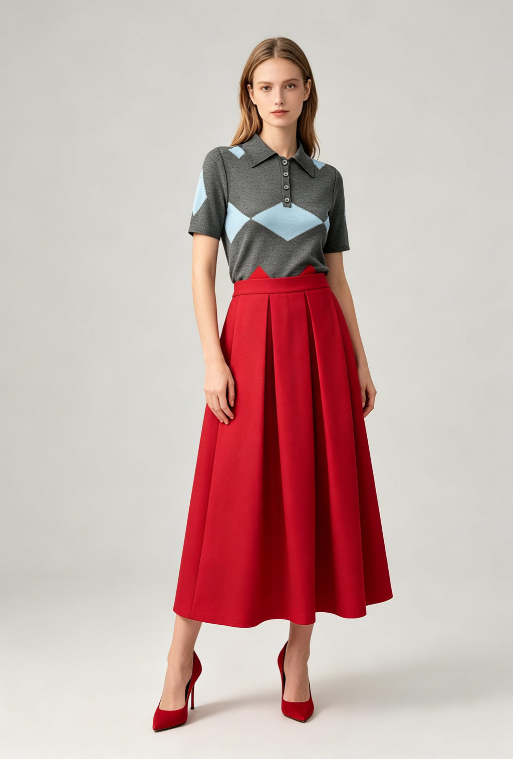 Pleated Midi Skirt