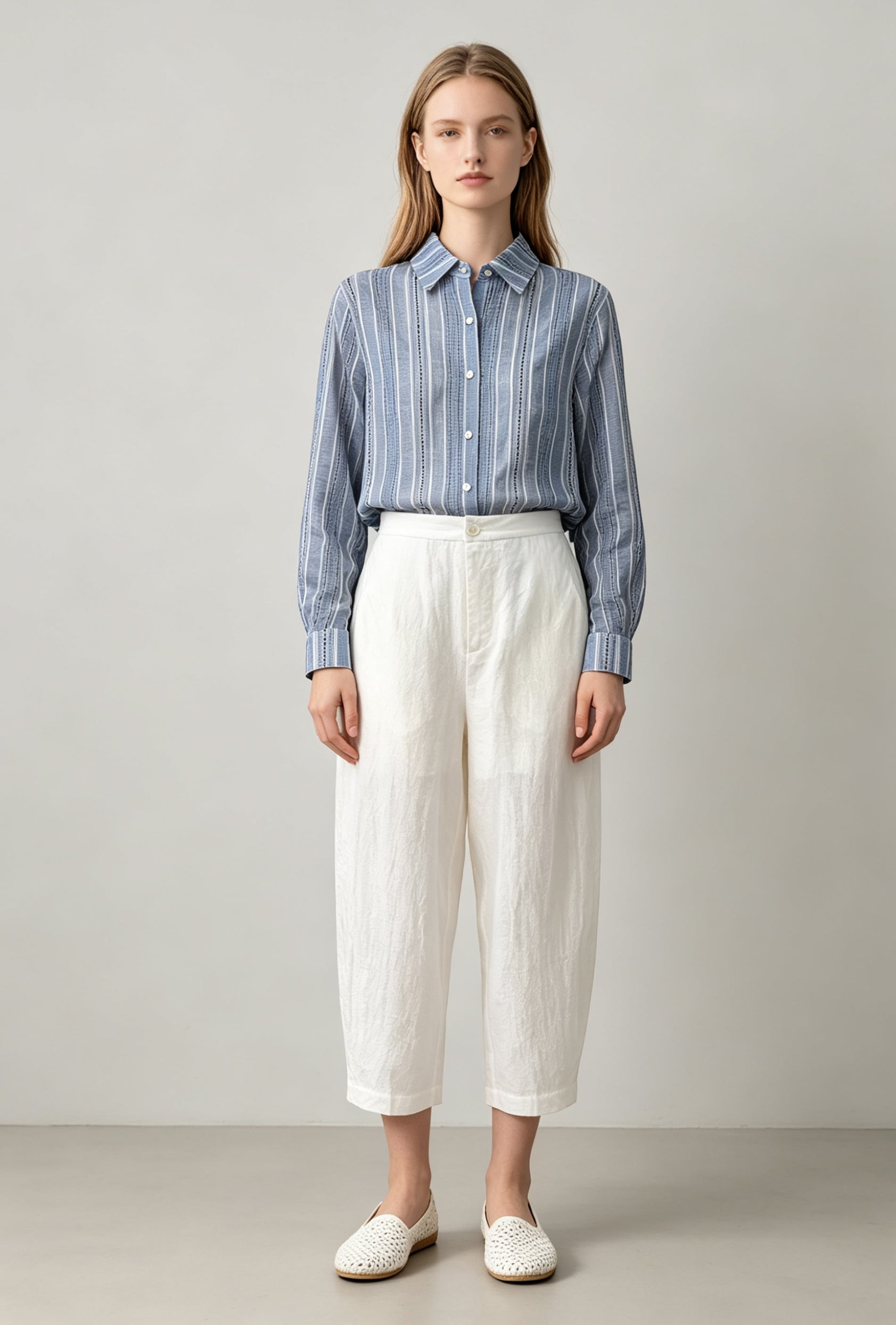 Pure Linen Barrel-Leg Trousers - Coming Soon