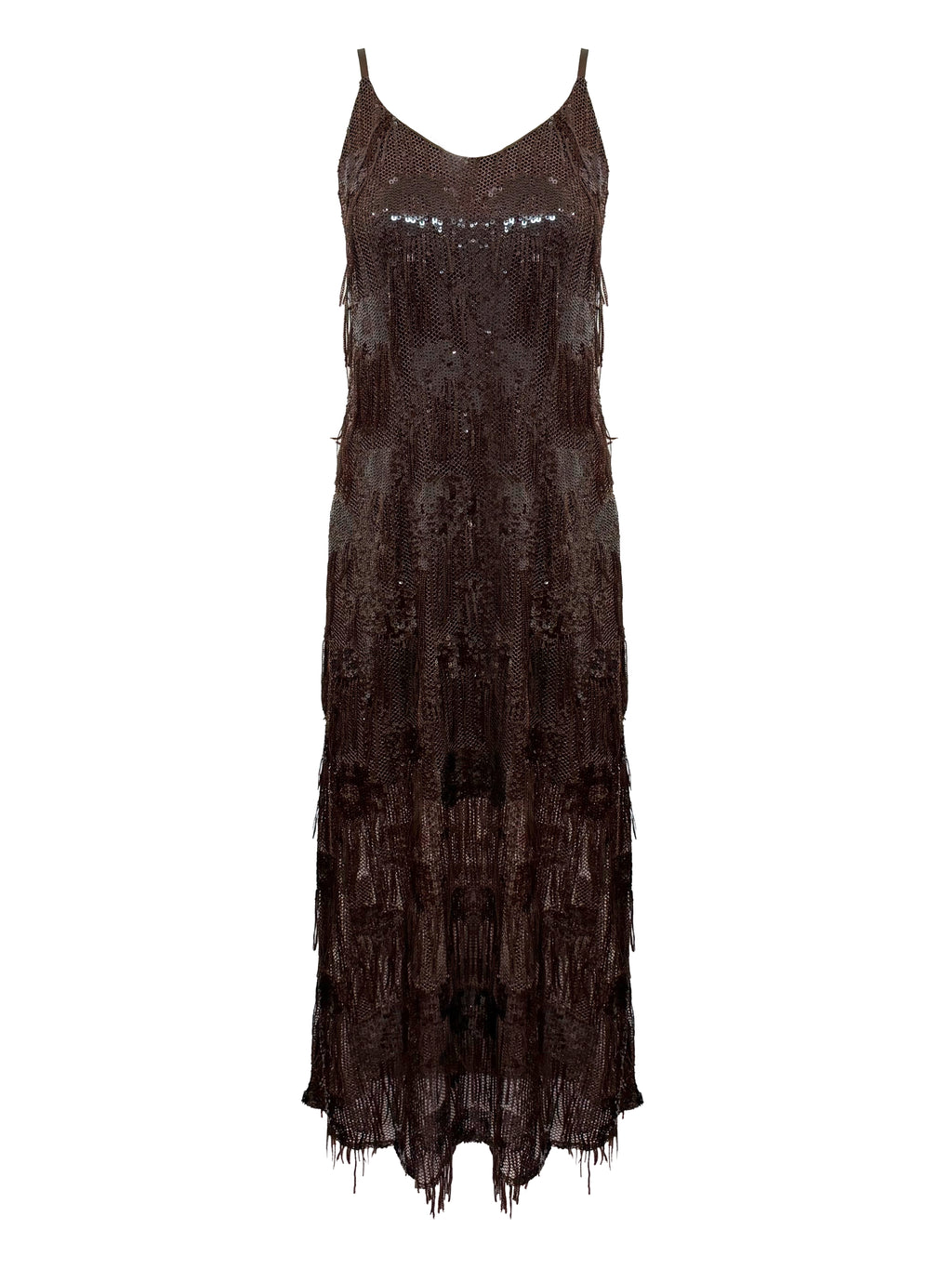 Sequined Fringe Cami Midi Dress