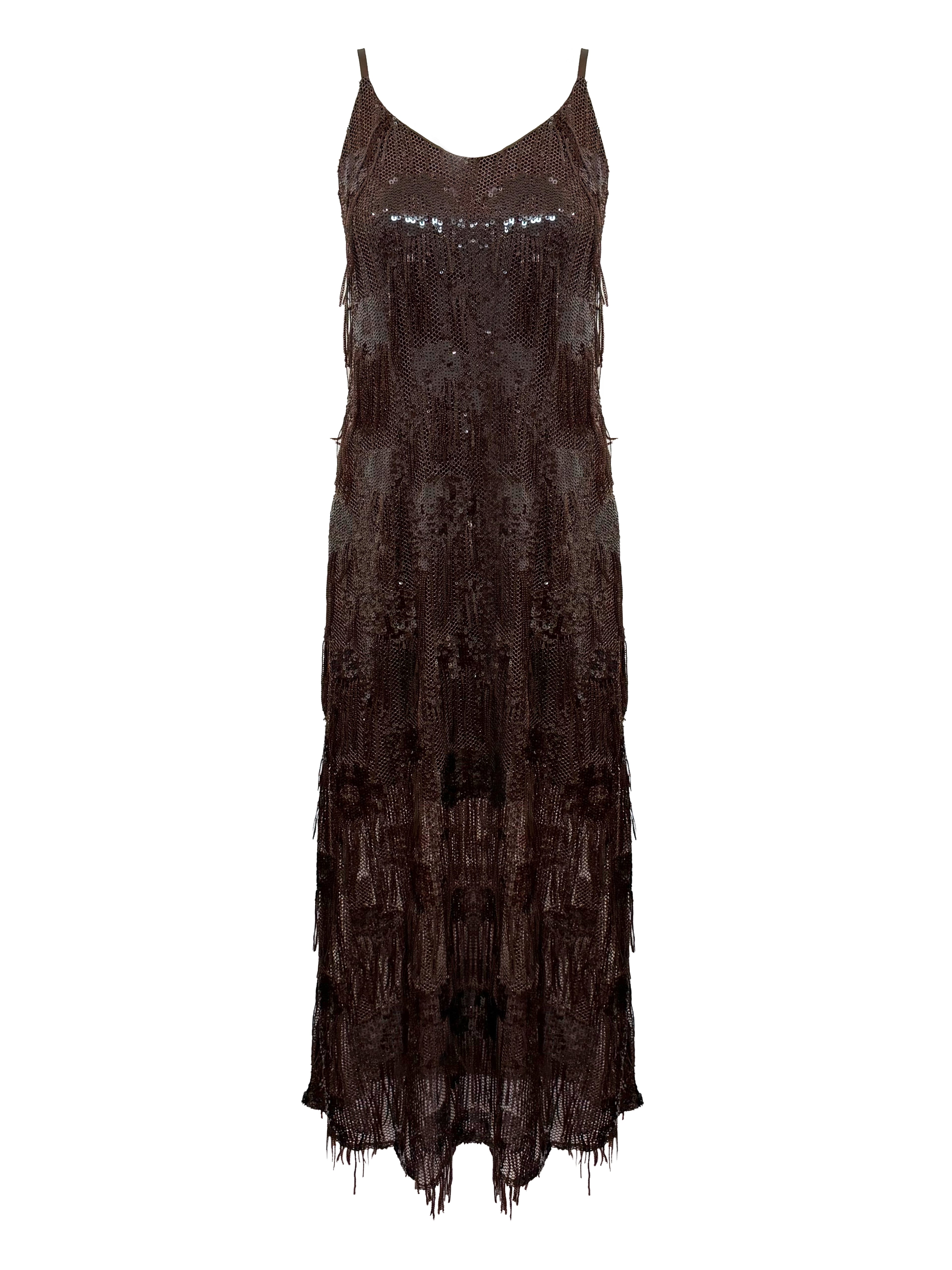 Sequined Fringe Cami Midi Dress