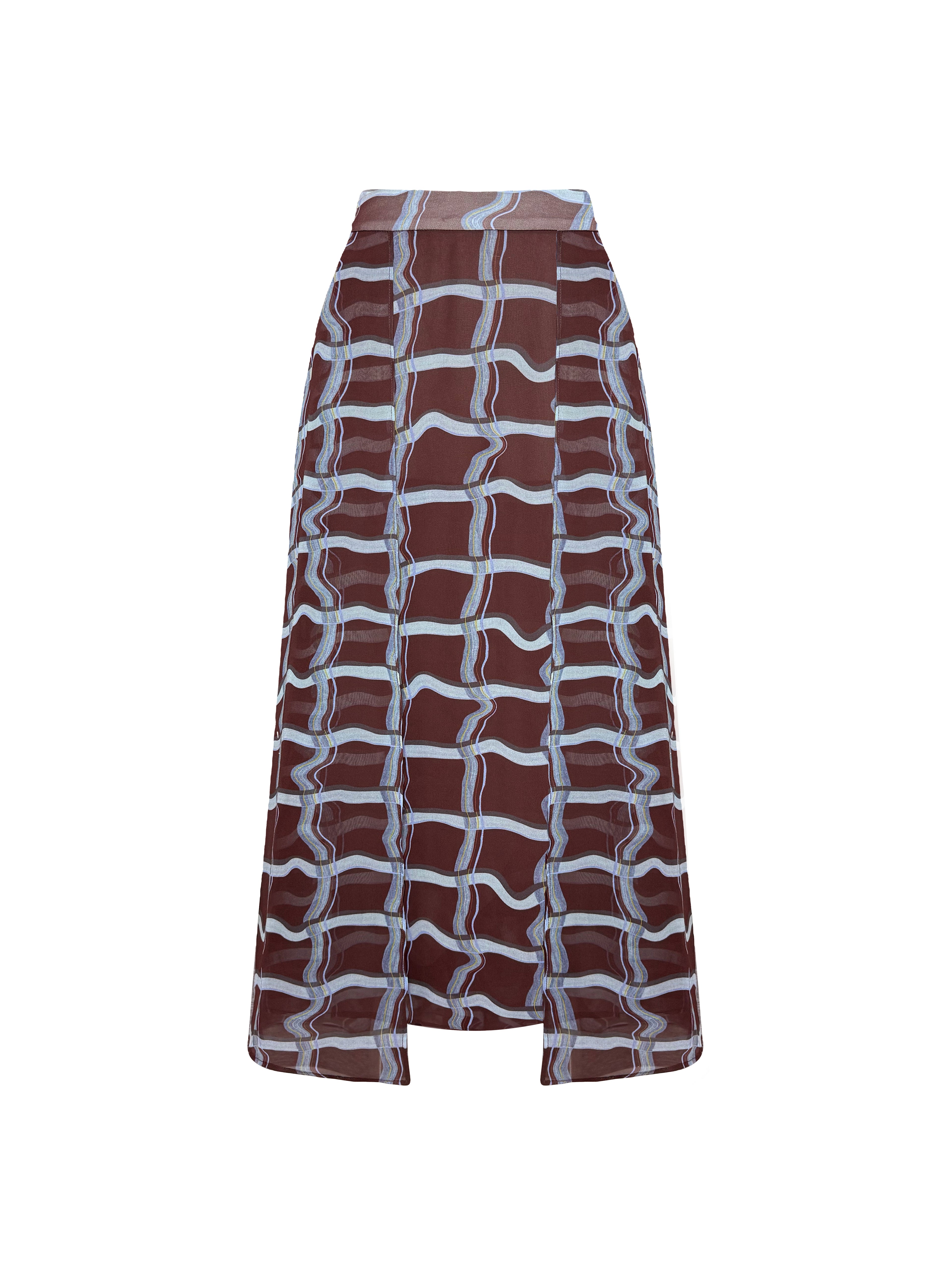 Printed Organza Midi Skirt