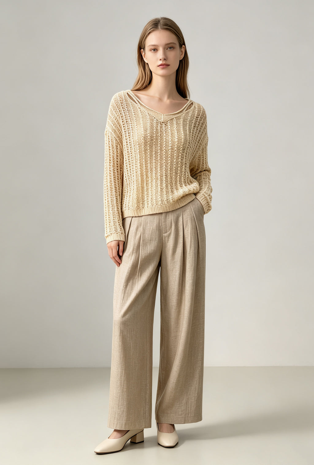 Pure Mercerized Cotton Open-Knit Sweater - Coming Soon