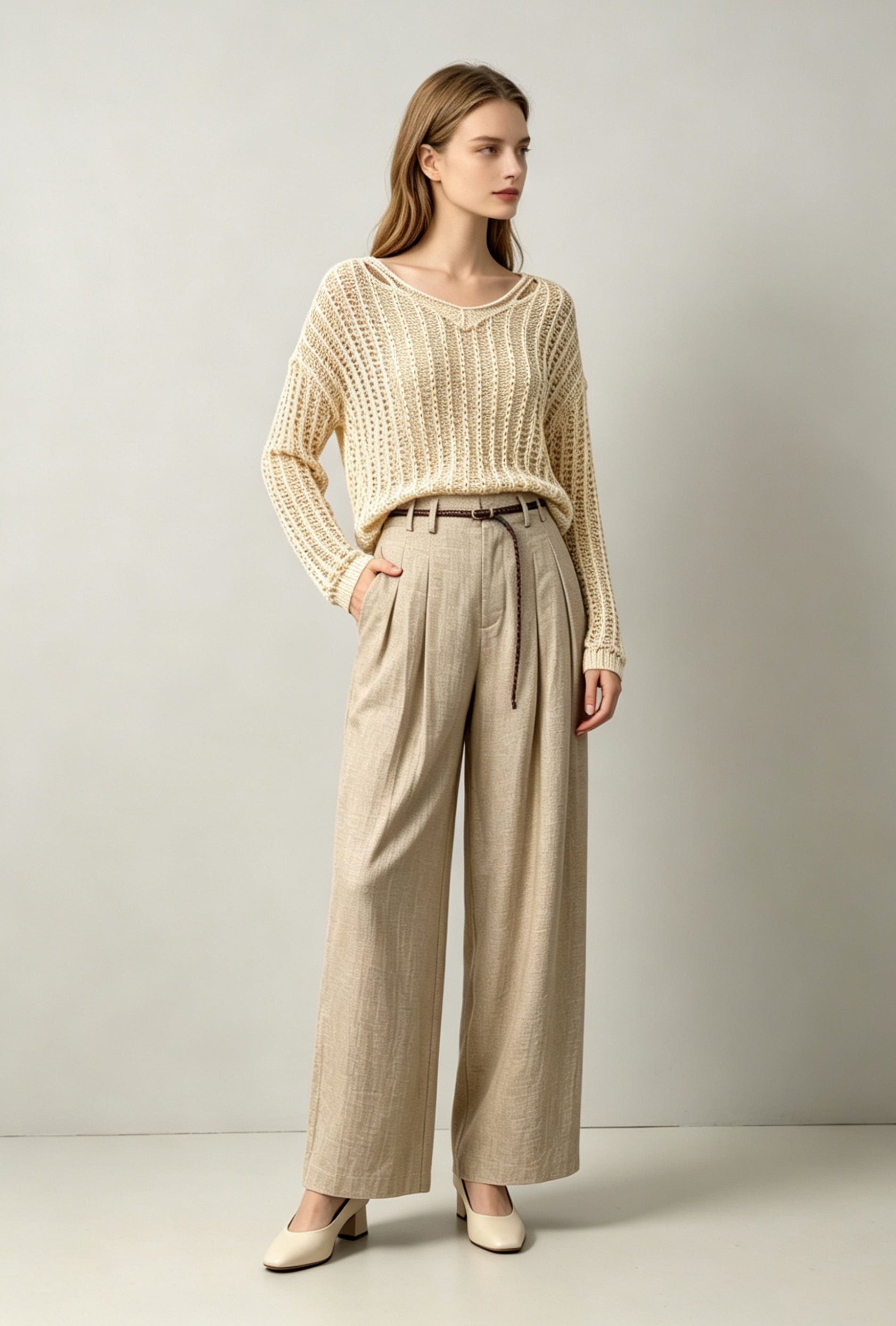 Linen Blend Wide-Leg Trousers - Coming Soon
