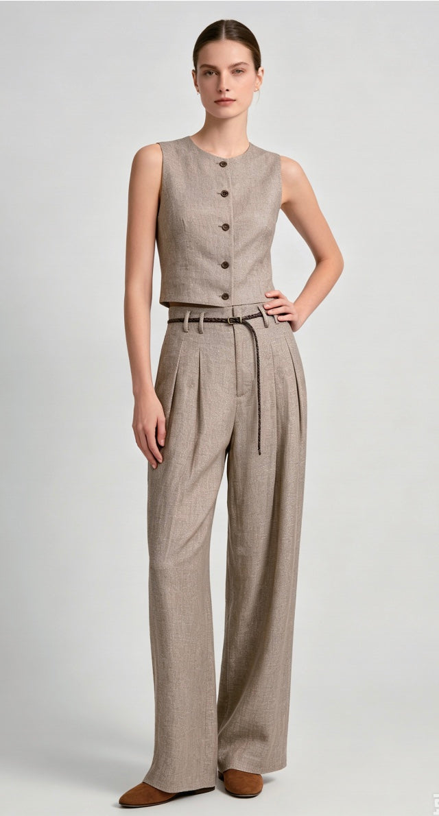 Structured Linen-Blend Vest
