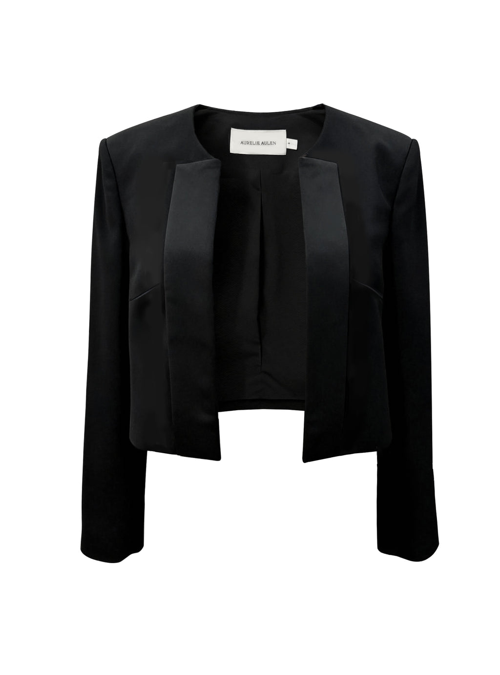 Satin-Trimmed Cropped Tuxedo Jacket