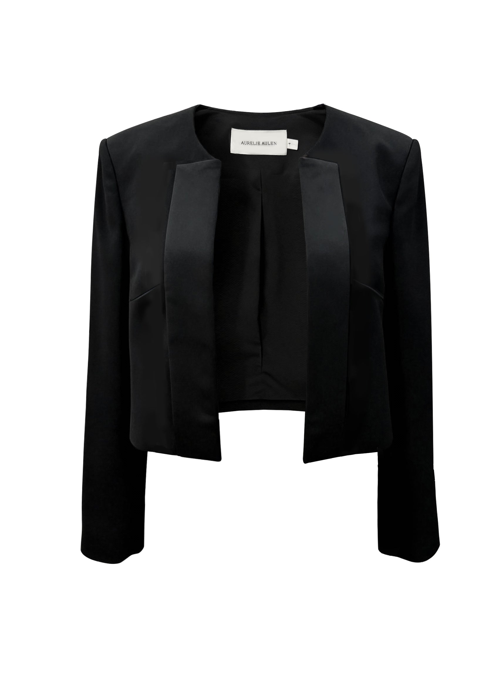 Satin-Trimmed Cropped Tuxedo Jacket