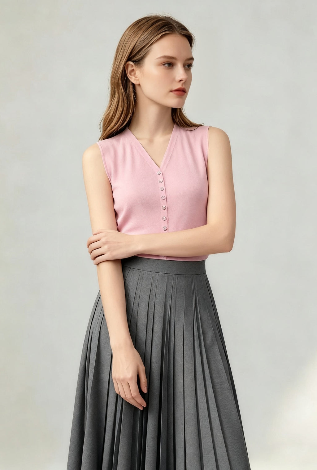 Silk-Touch Tencel Knit Vest