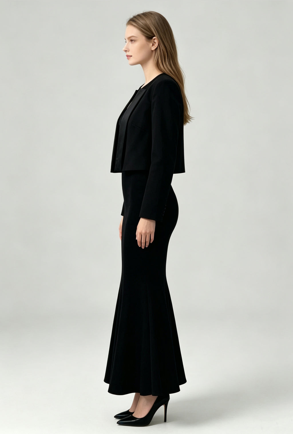Satin-Trimmed Cropped Tuxedo Jacket