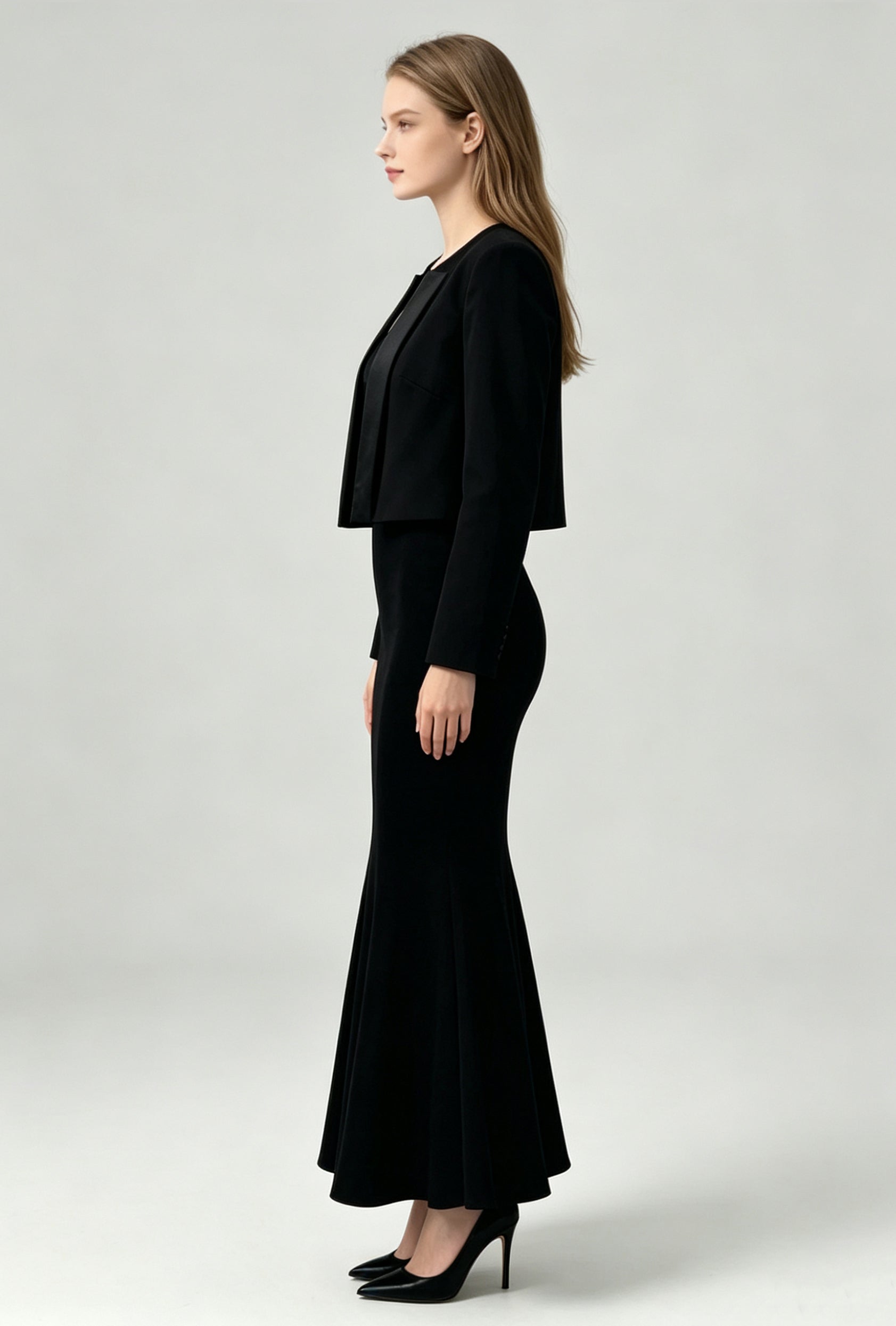 Satin-Trimmed Cropped Tuxedo Jacket