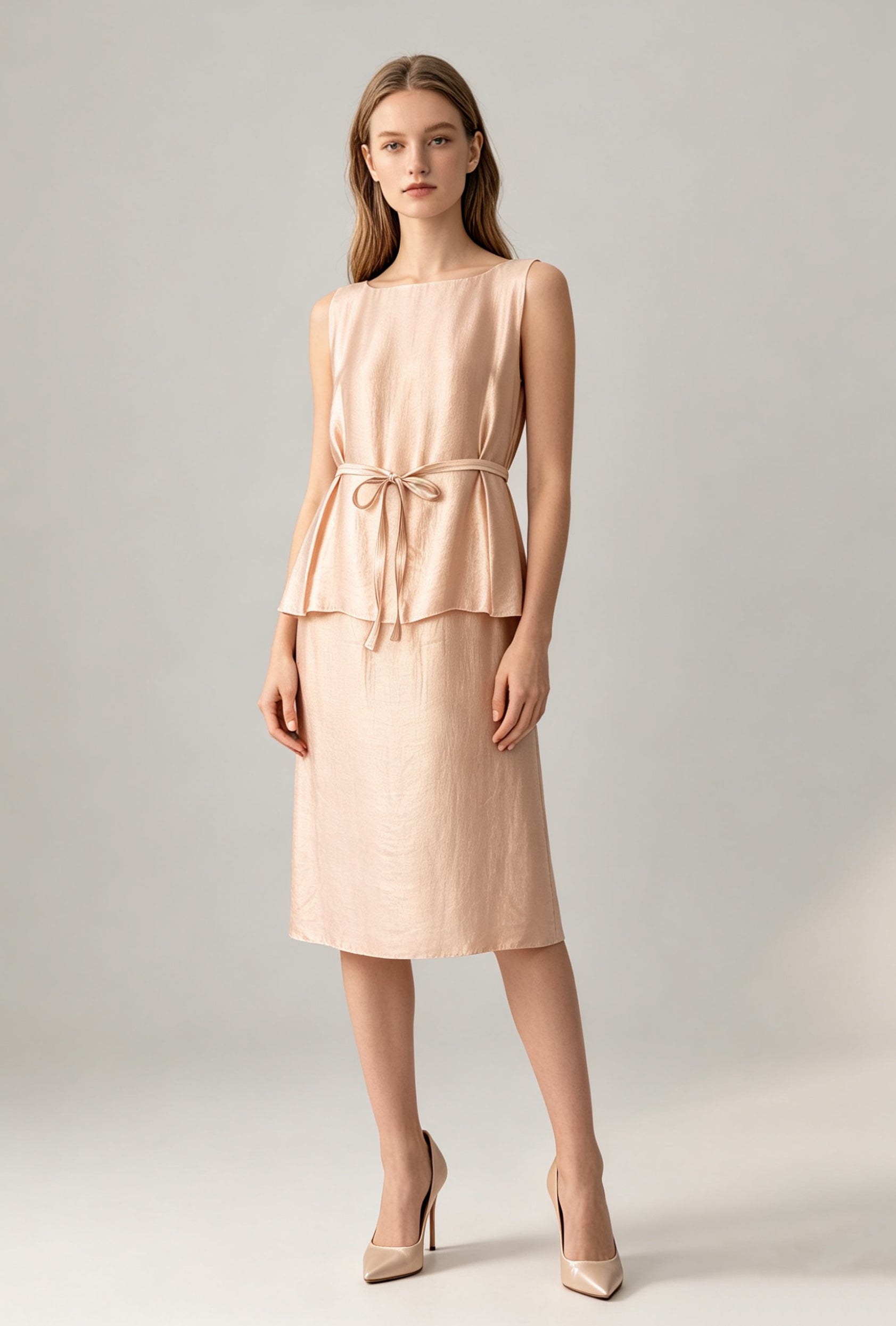 Lustre Tie-Waist Midi Dress