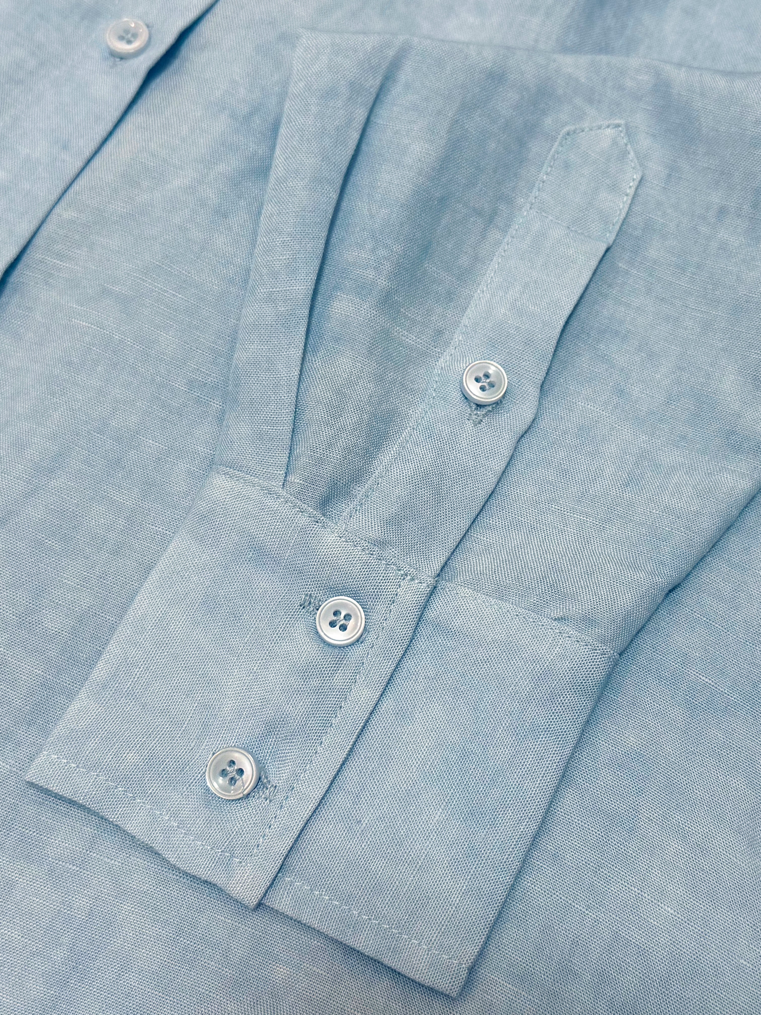 Aurelie Aulen Signature Linen Blend Shirt – Sky Blue