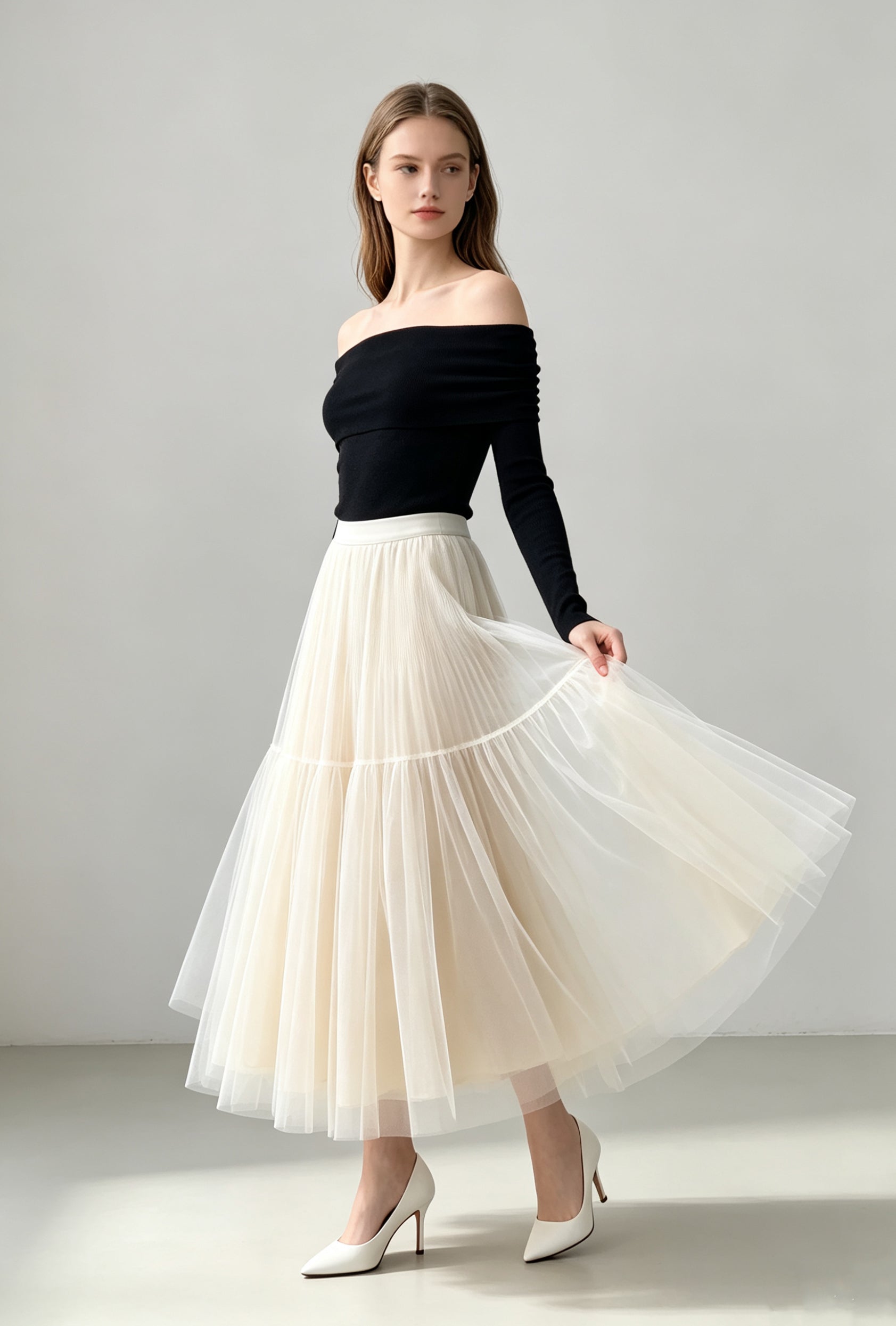 Tulle Layered Maxi Skirt