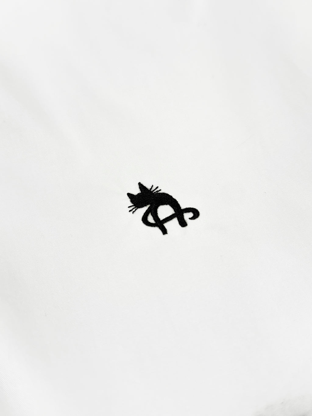 Logo Embroidered Stand Collar Cotton Blouse