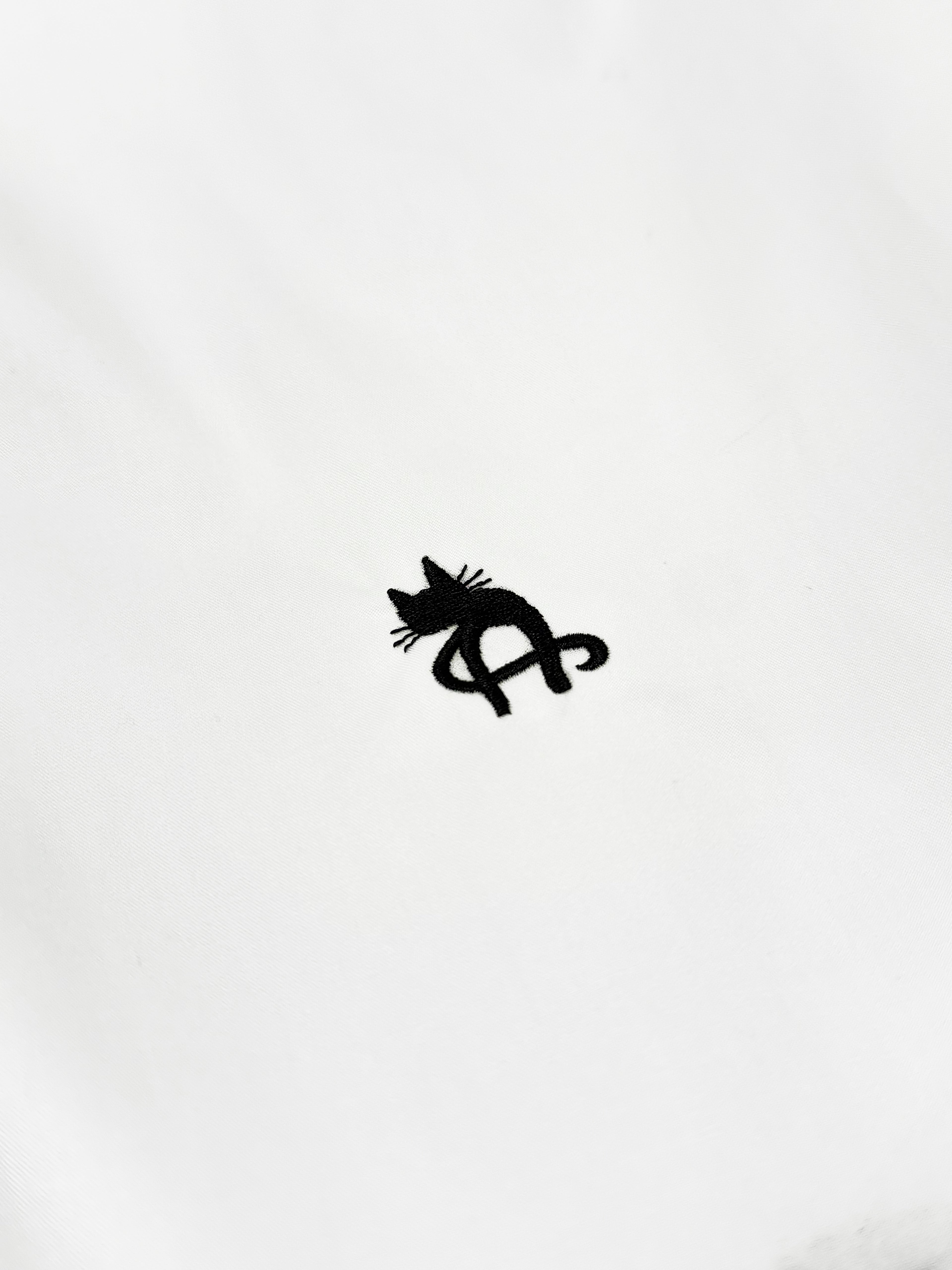 Logo Embroidered Stand Collar Cotton Blouse