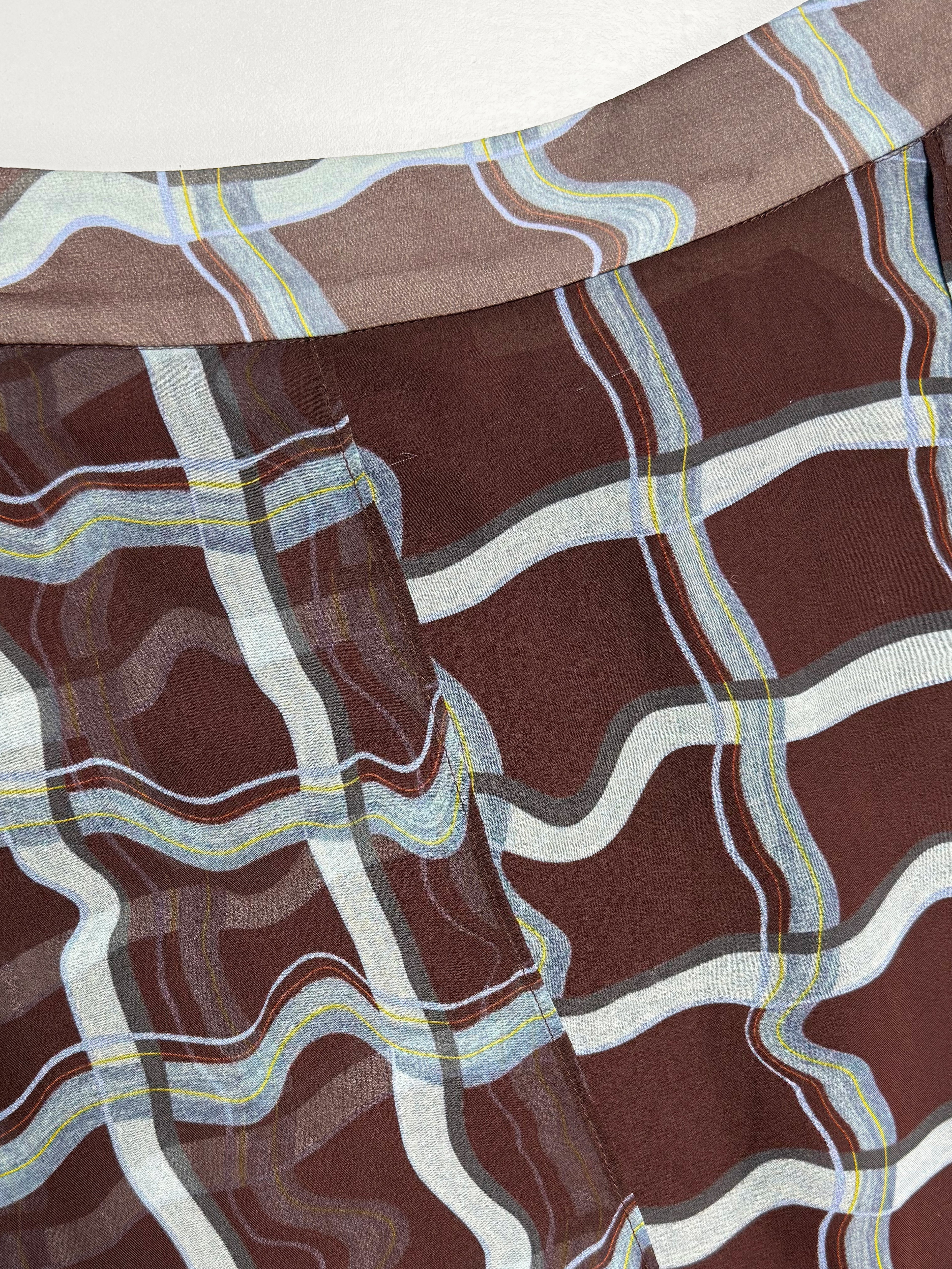 Printed Organza Midi Skirt