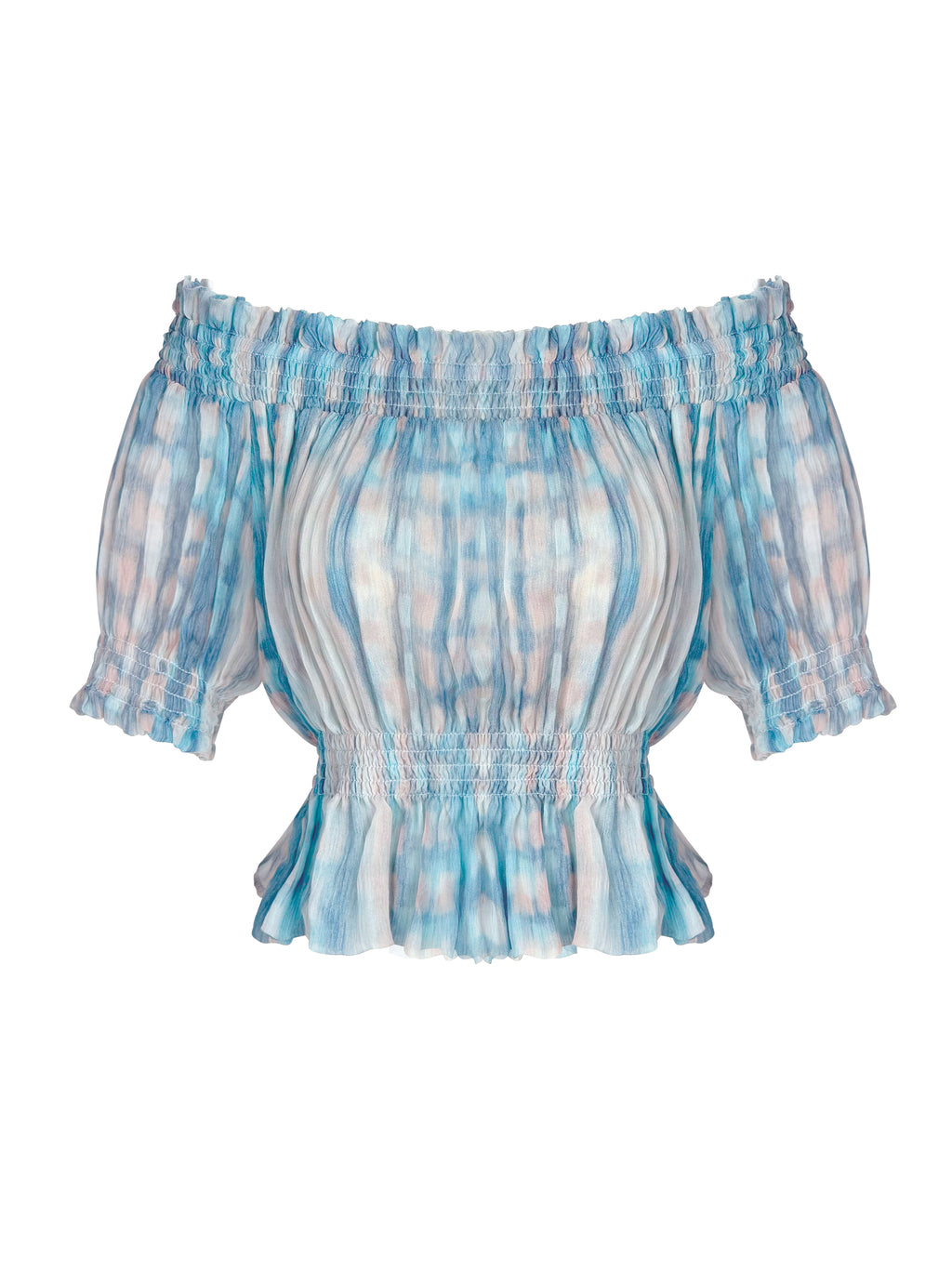 Printed Off-The-Shoulder Smocked Top - Coming Soon