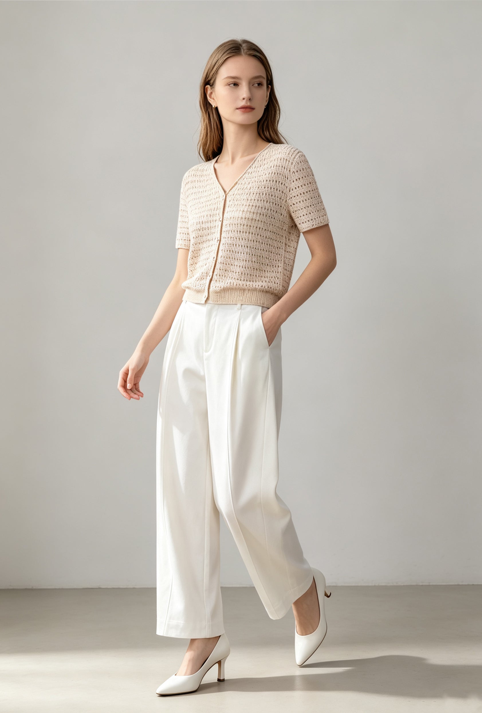 Luminous Striped Crochet-Knit Cardigan