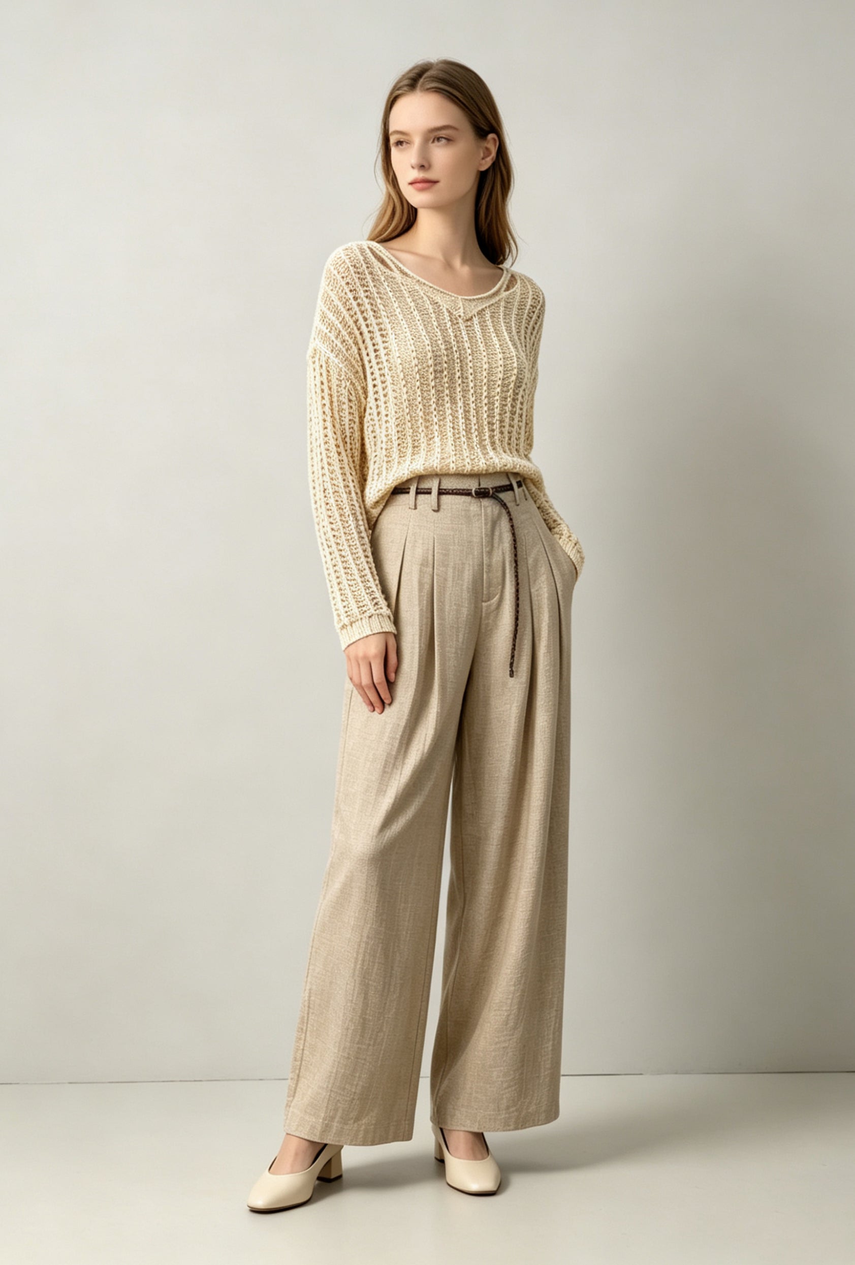 Linen Blend Wide-Leg Trousers - Coming Soon