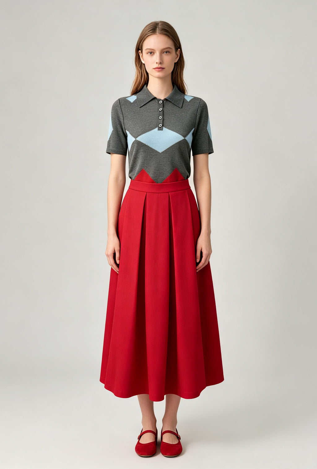 Pleated Midi Skirt