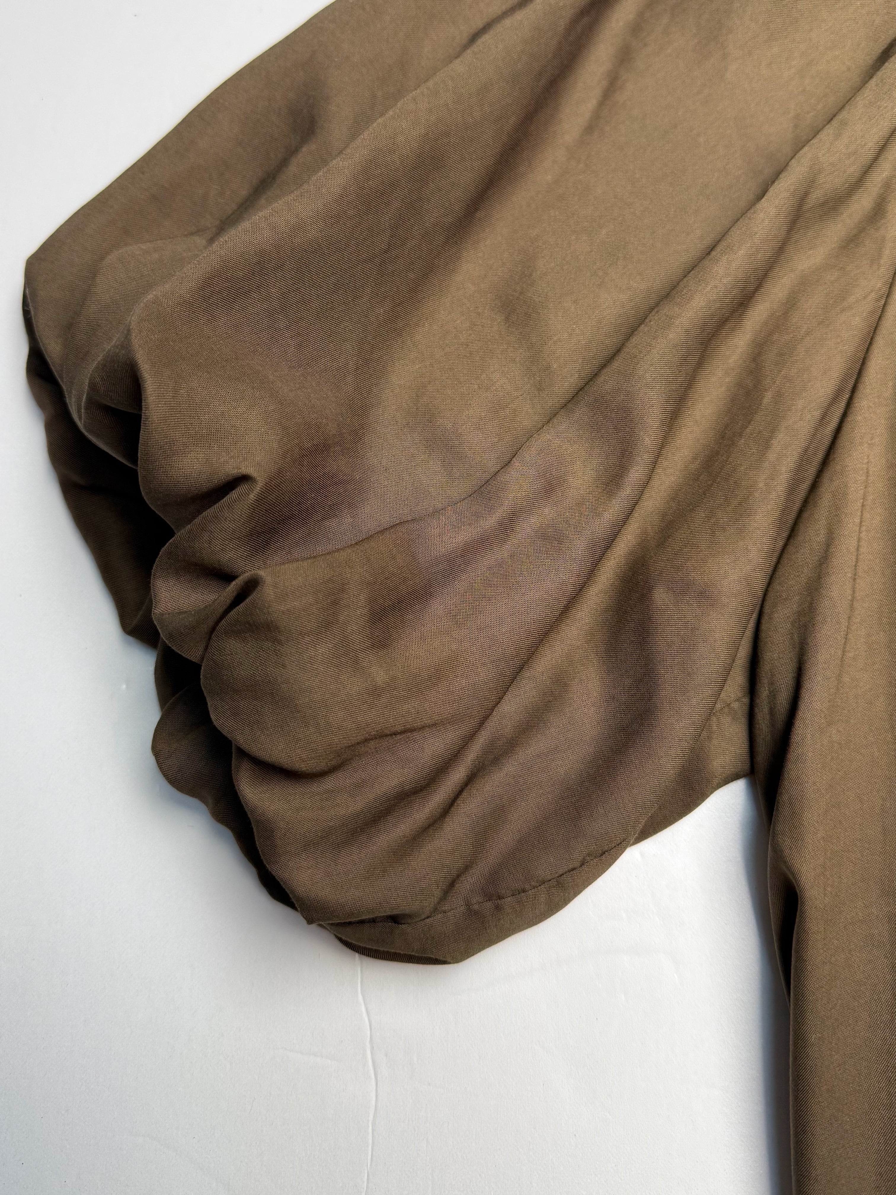 Chocolate Puff Sleeve Lyocell Blouse