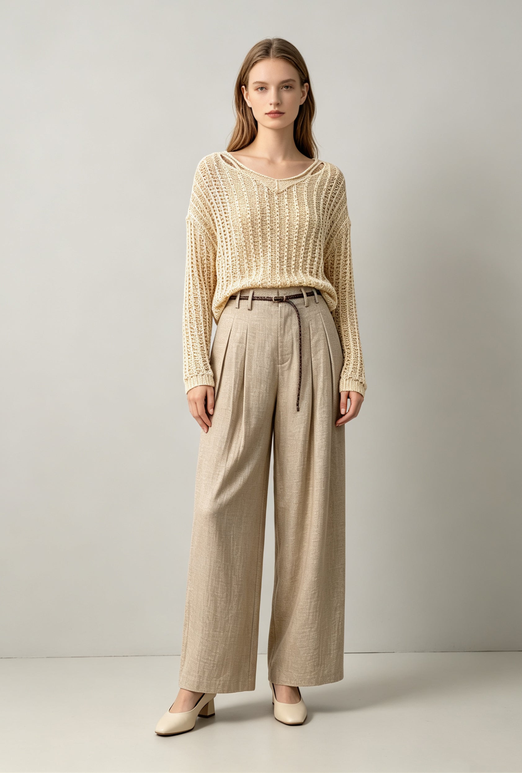 Linen Blend Wide-Leg Trousers - Coming Soon