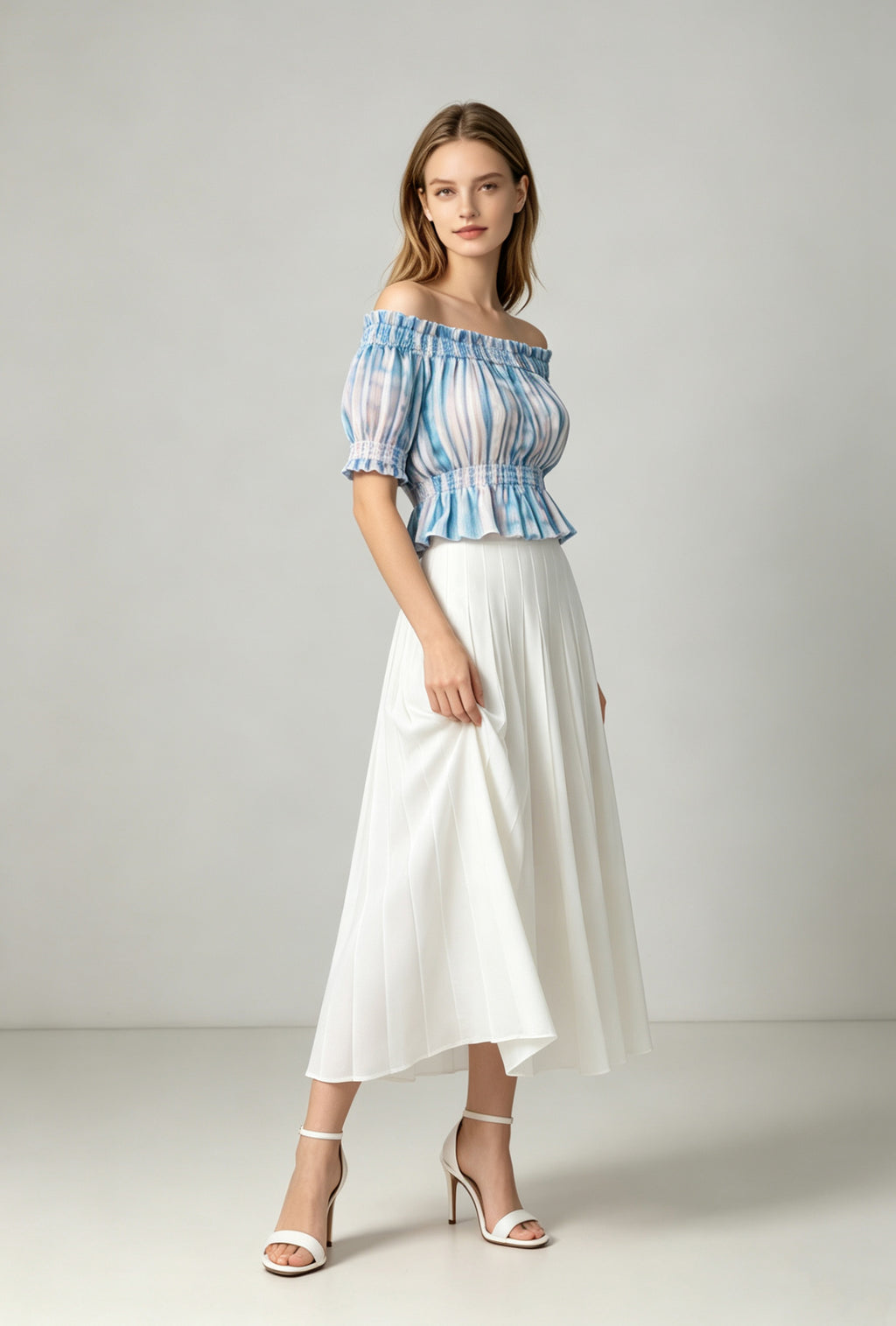 Printed Off-The-Shoulder Smocked Top - Coming Soon