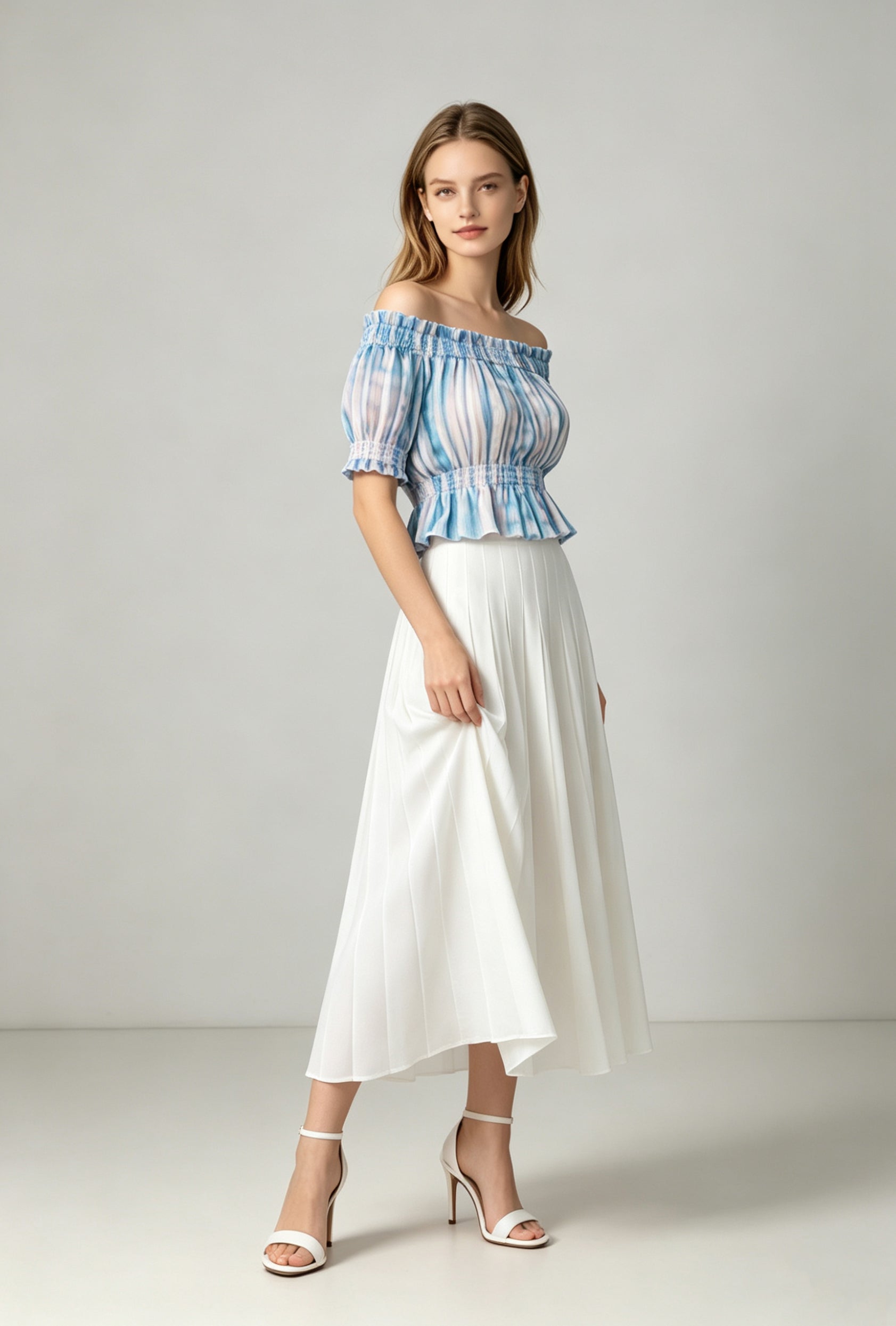Printed Off-The-Shoulder Smocked Top - Coming Soon