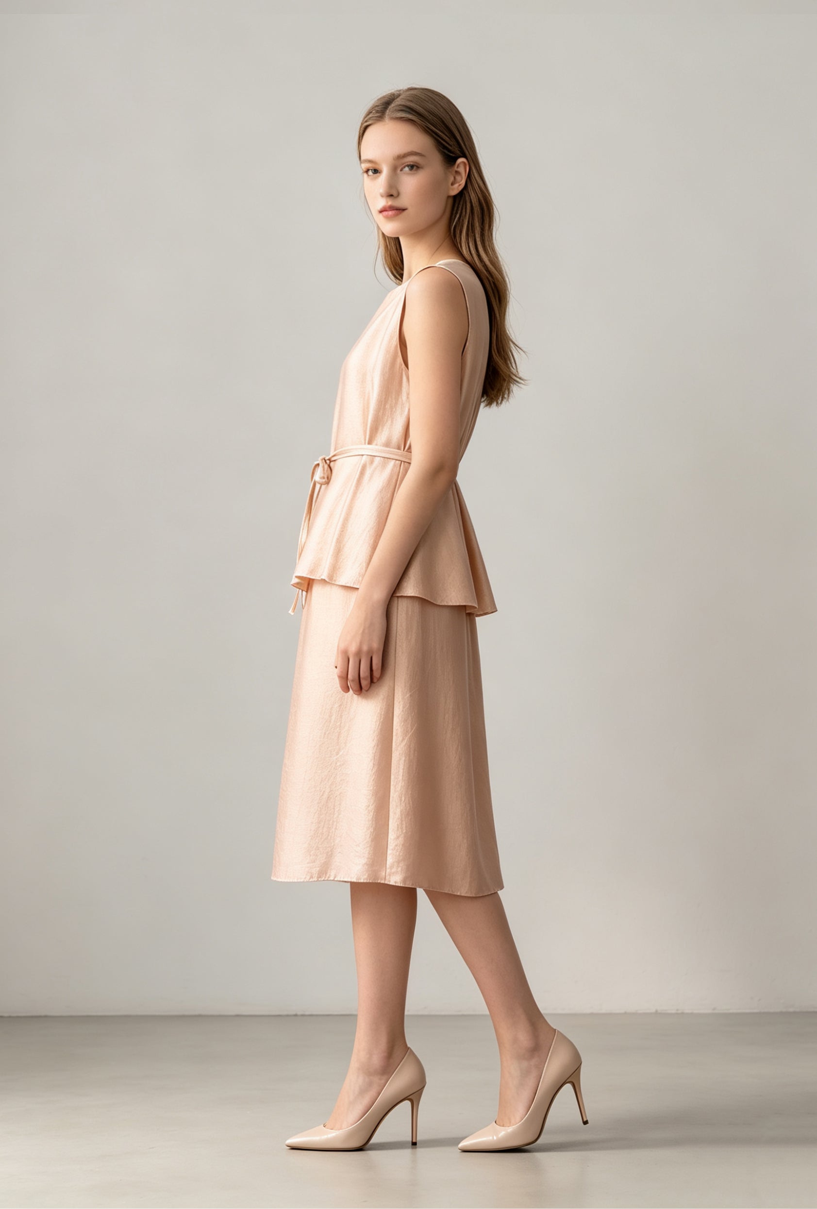 Lustre Tie-Waist Midi Dress