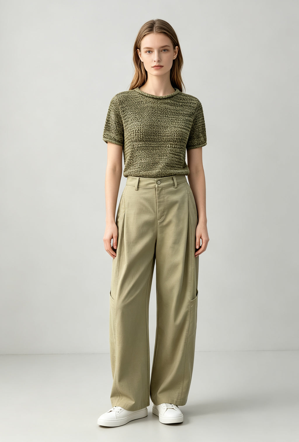 Utility Wide-Leg Lyocell Blend Trousers