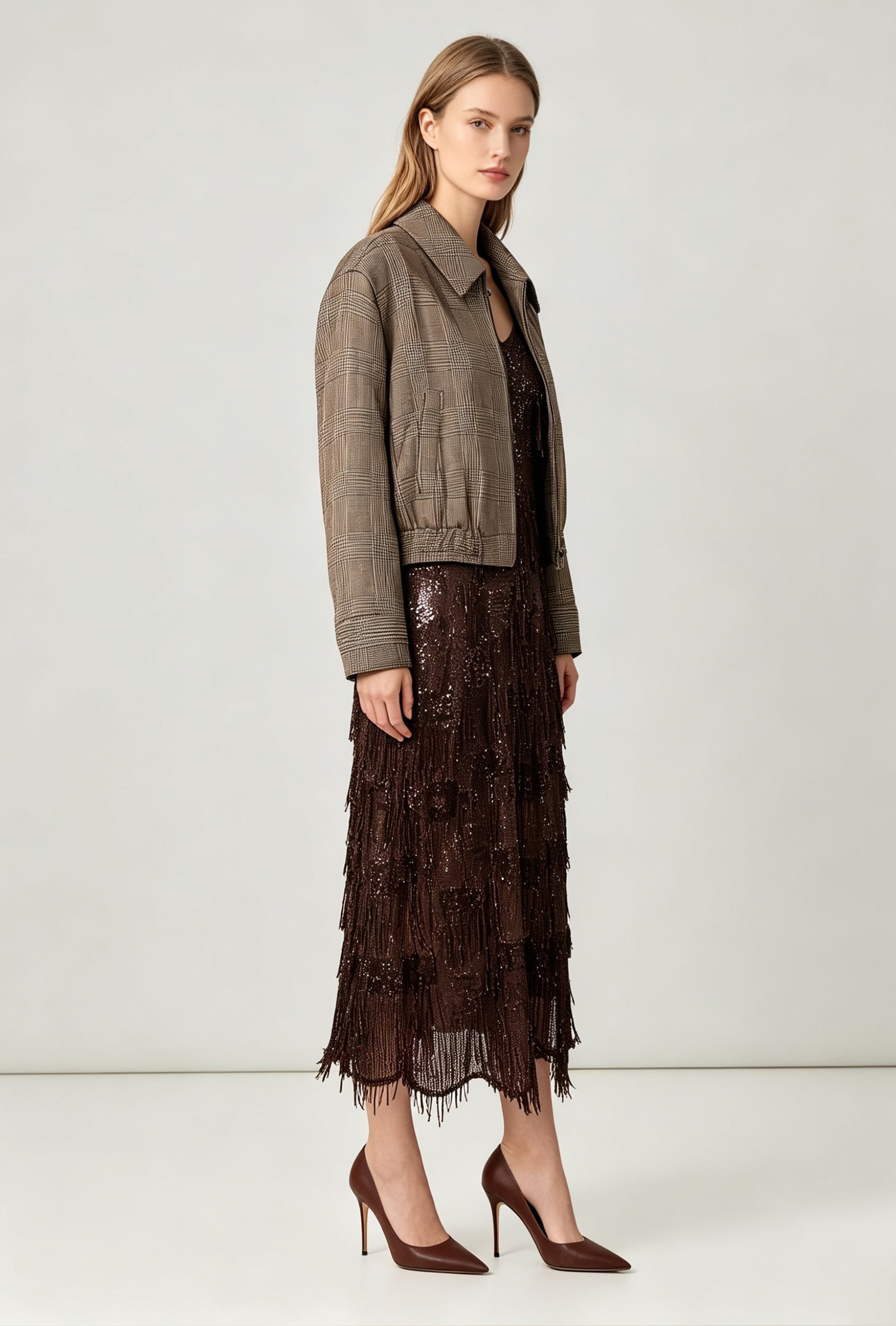 Plaid Linen Bomber Jacket