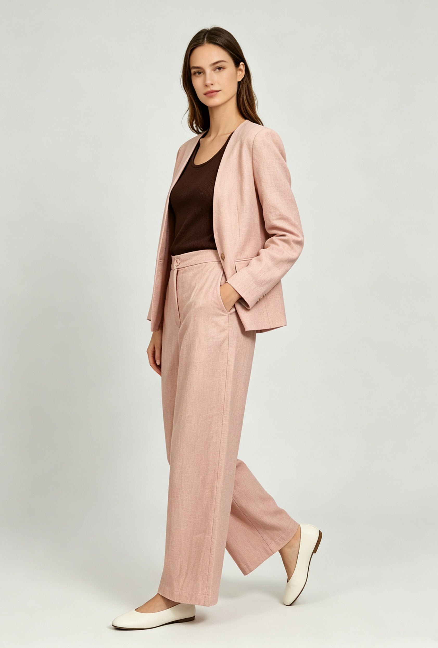 Tailored Wide-Leg Linen Trousers - Coming Soon
