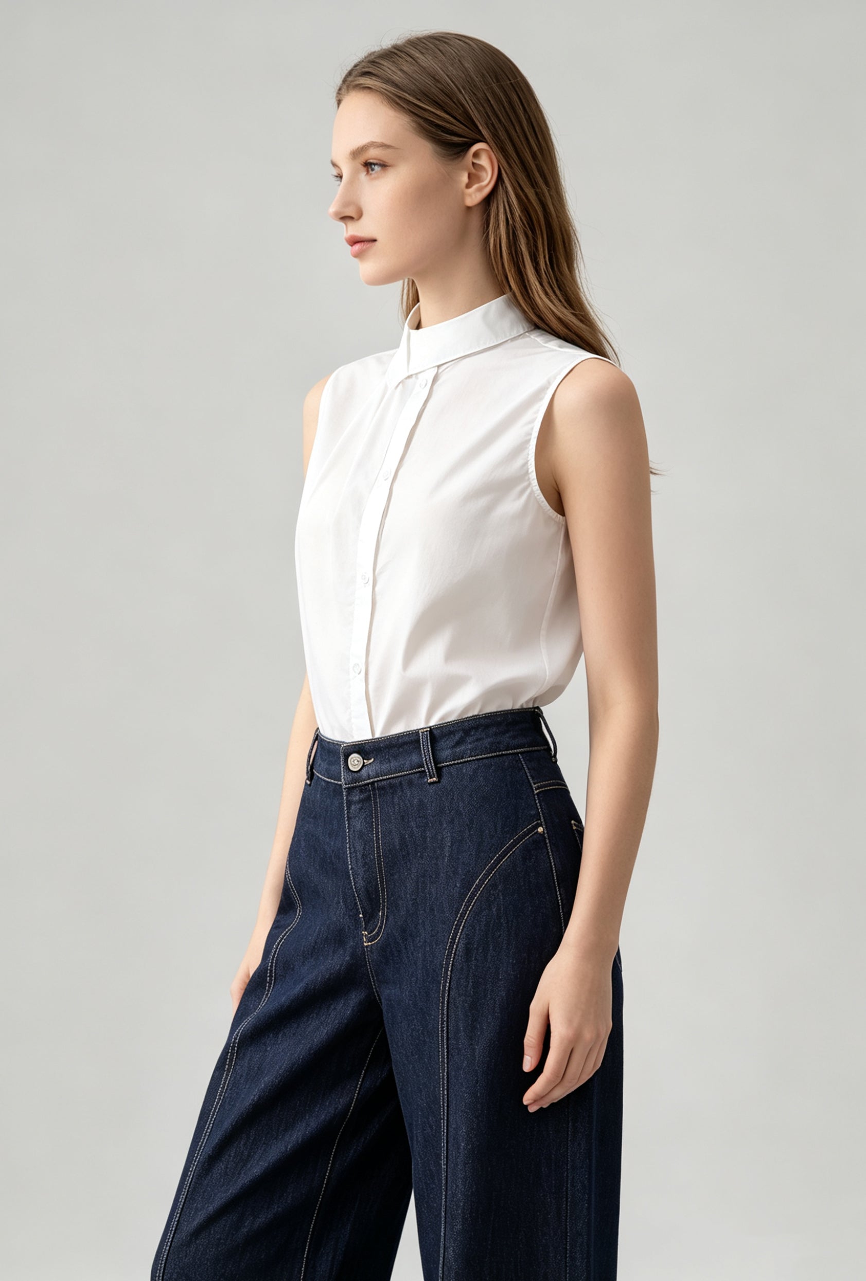White Sleeveless High-Neck Blouse - Coming Soon