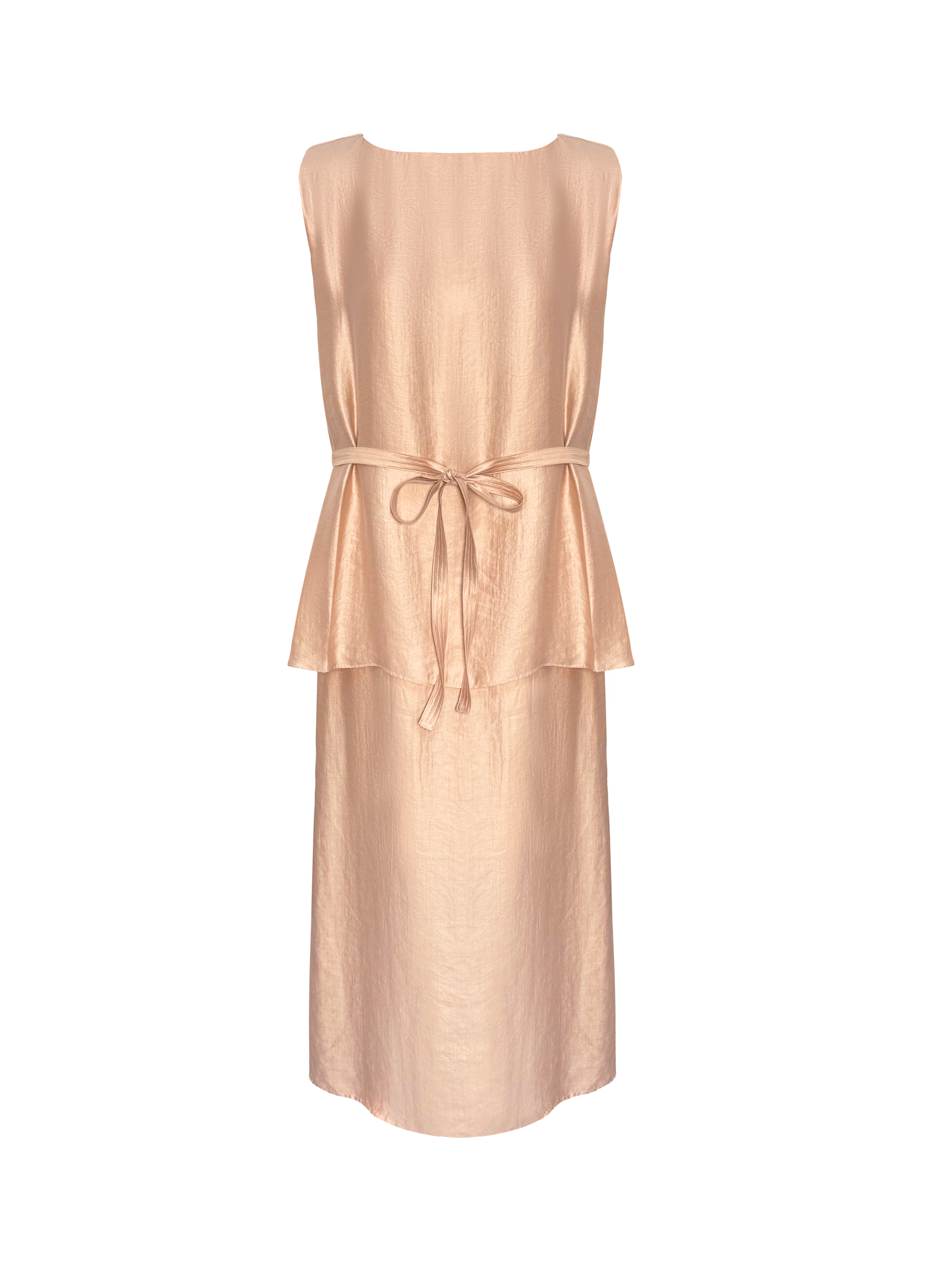 Lustre Tie-Waist Midi Dress