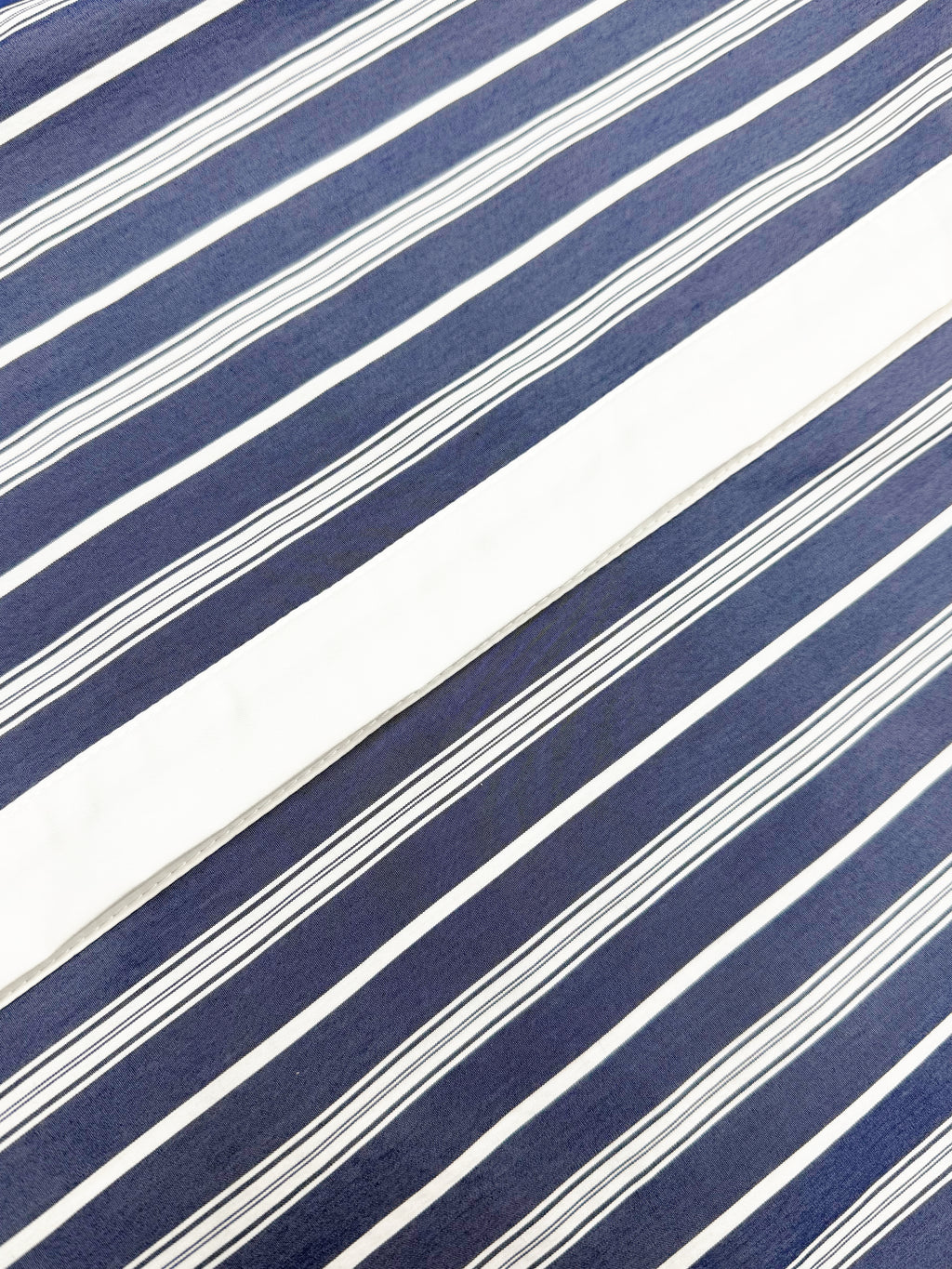 Contrast Collar Stripe Blouse – Blue