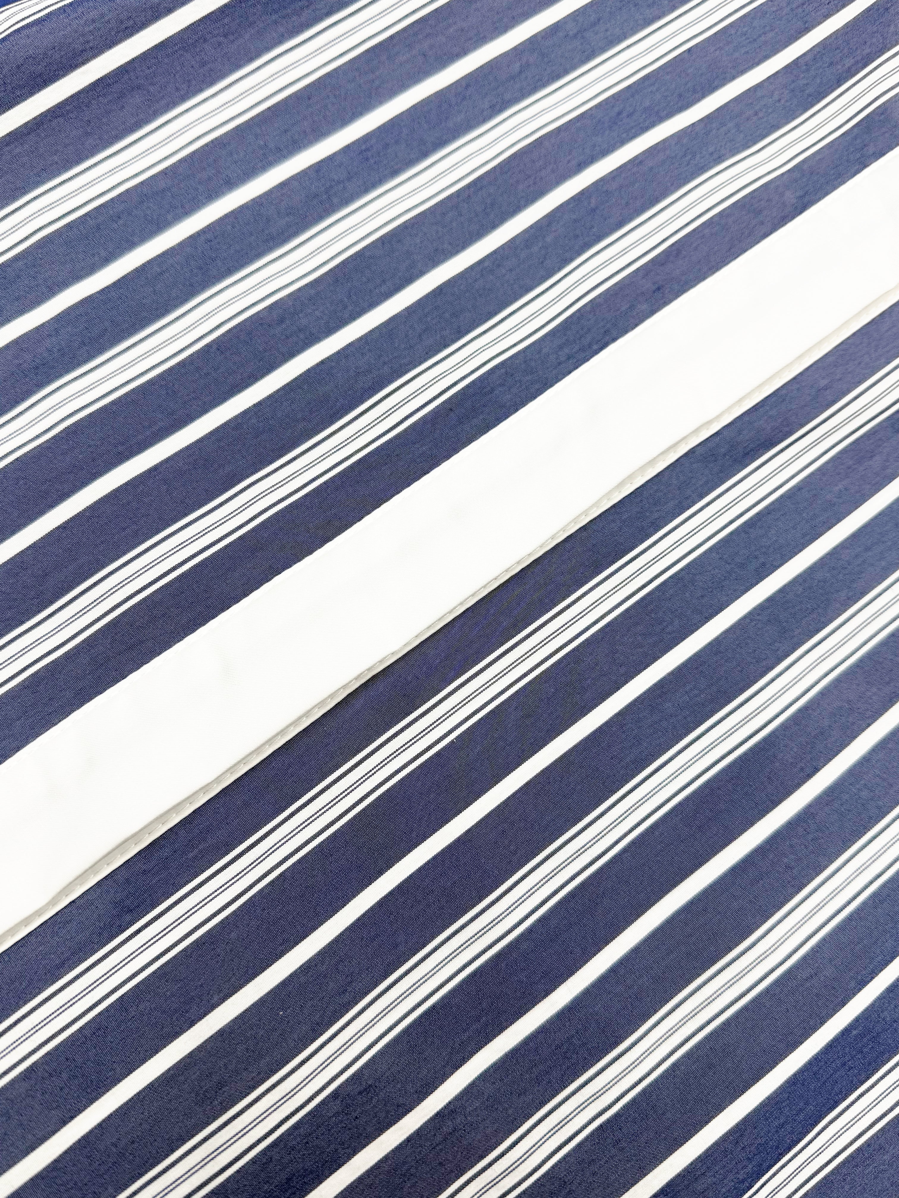 Contrast Collar Stripe Blouse – Blue