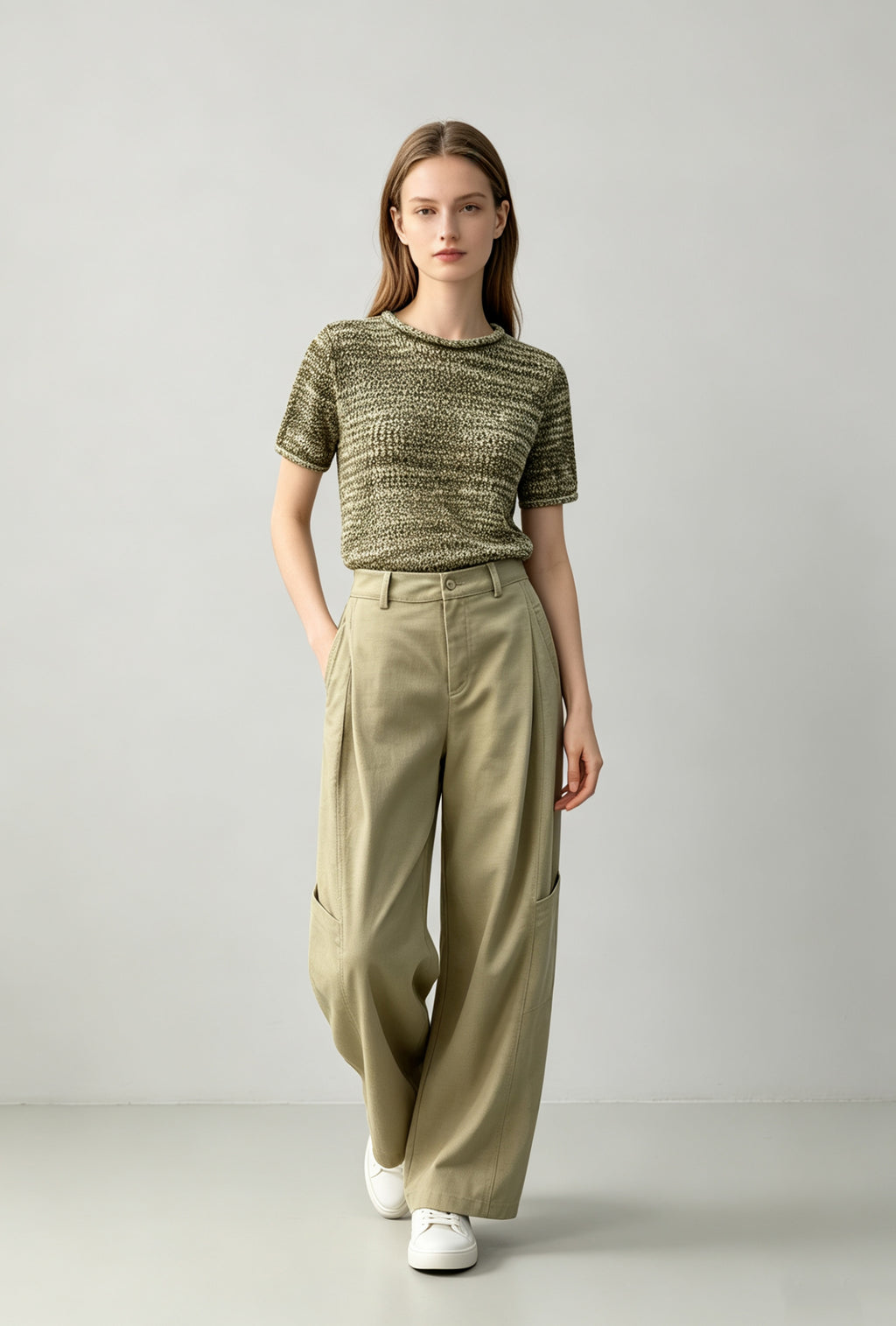 Utility Wide-Leg Lyocell Blend Trousers