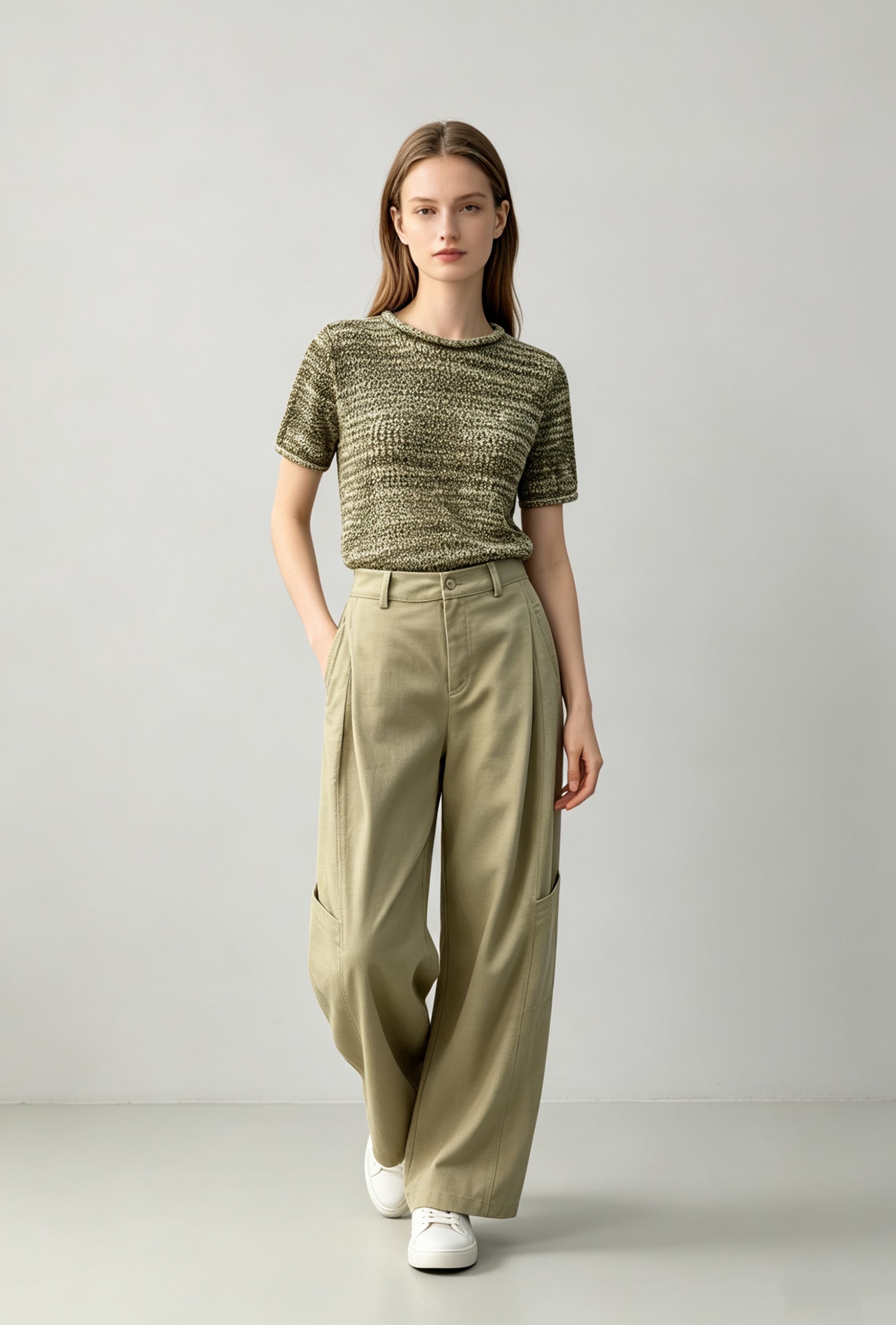Utility Wide-Leg Lyocell Blend Trousers