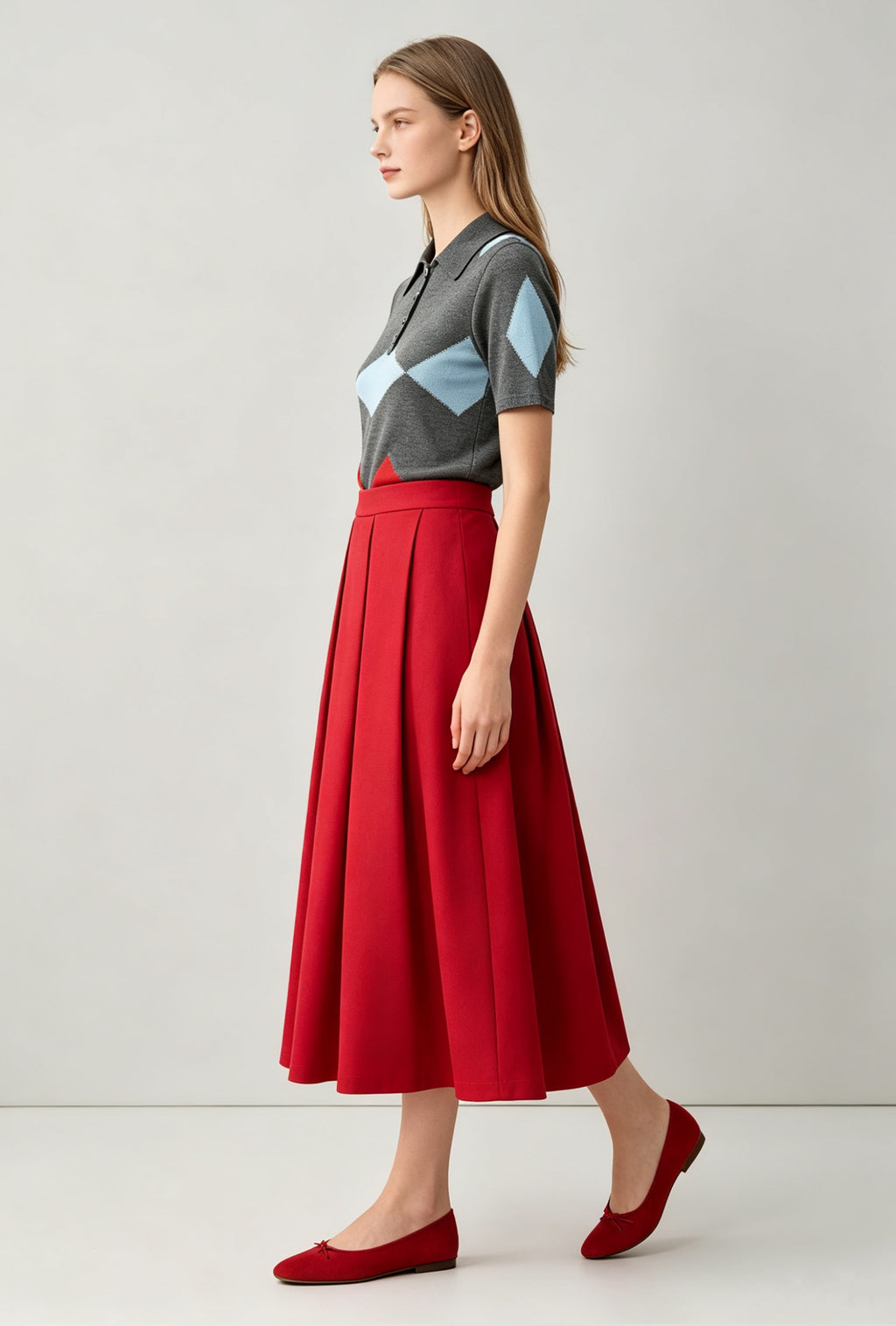 Pleated Midi Skirt