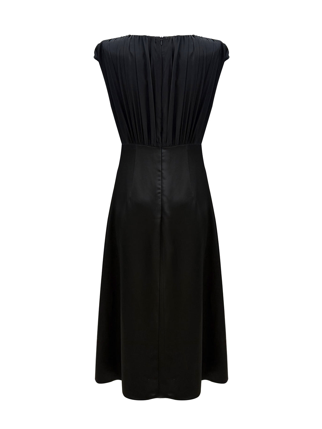 Silk Blend Gathered Midi Dress